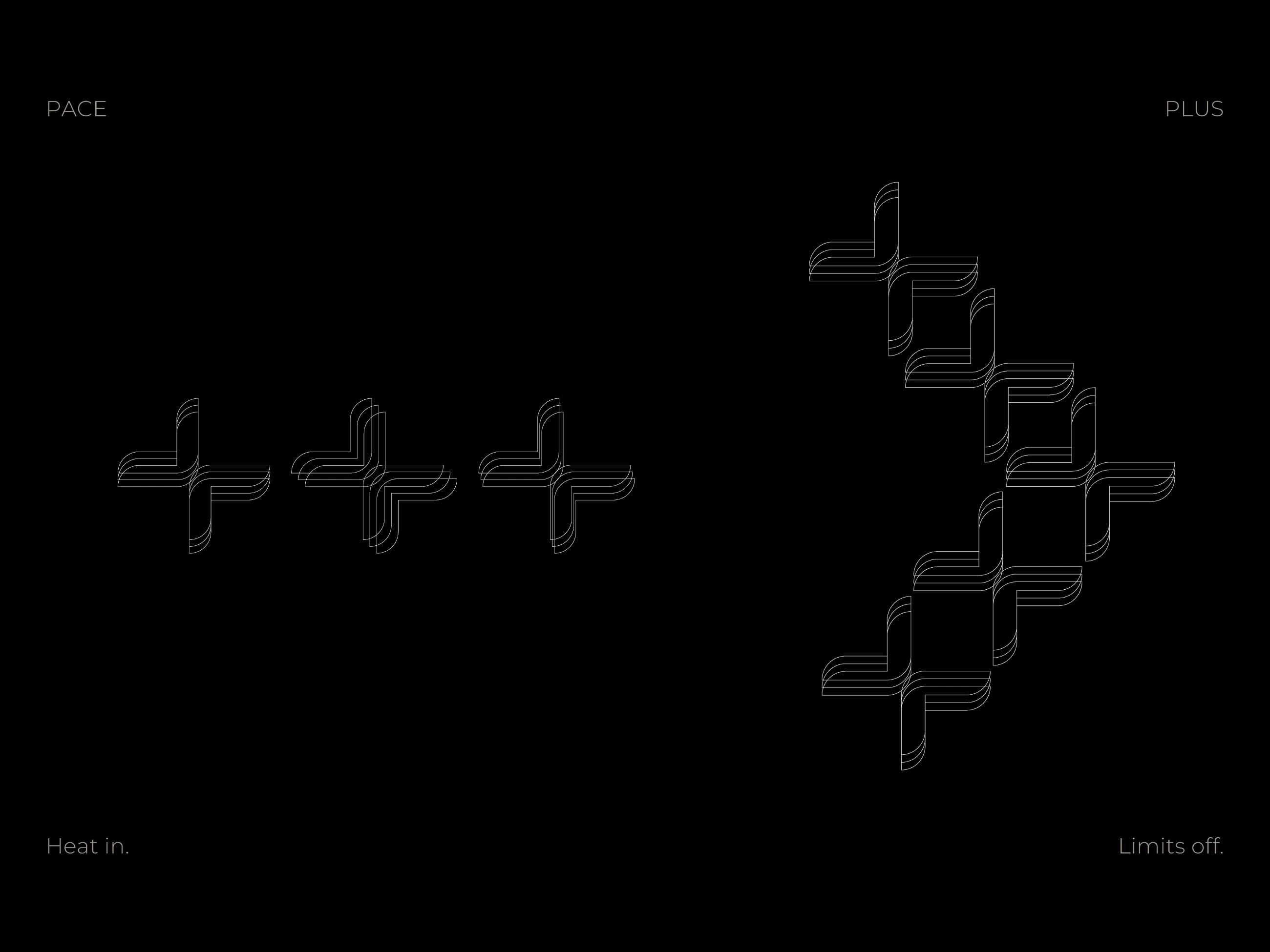These are the same “+” elements used in the animation above. Some have been further stylized here to emphasize the idea of movement, resembling a running body. This sense of progression is also reinforced by the composition on the right, which resembles an arrow symbolizing “keep moving forward.” 