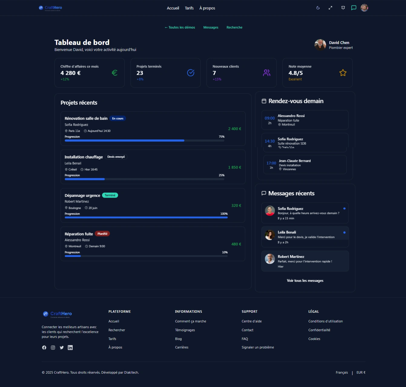 Craftsman Dashboard Page