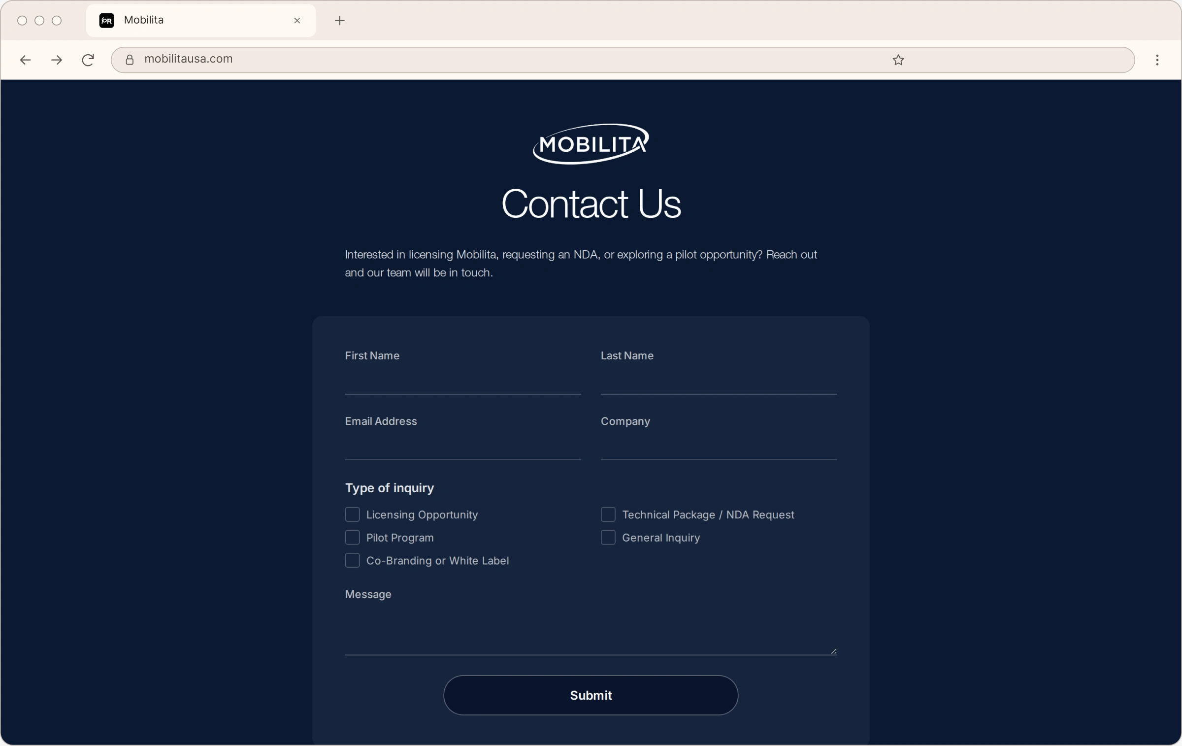 Contact page