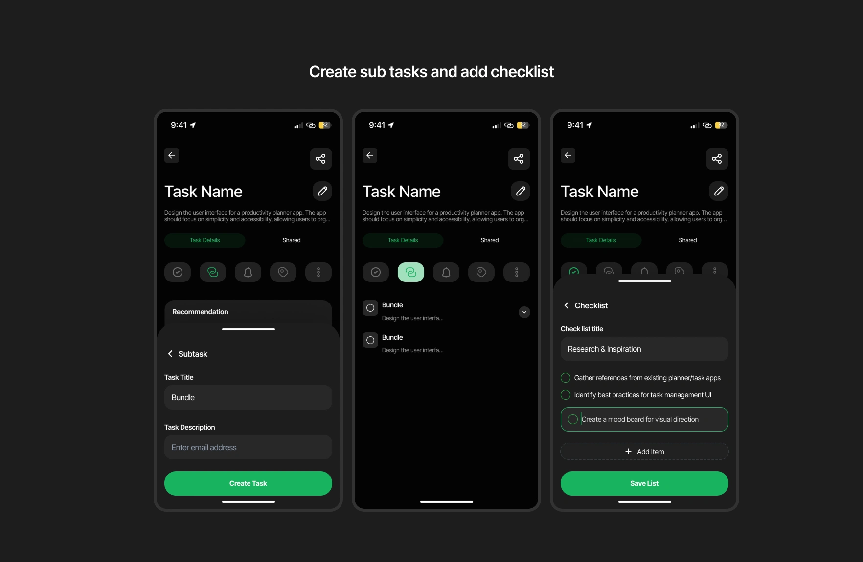 Add Subtasks and Checklists