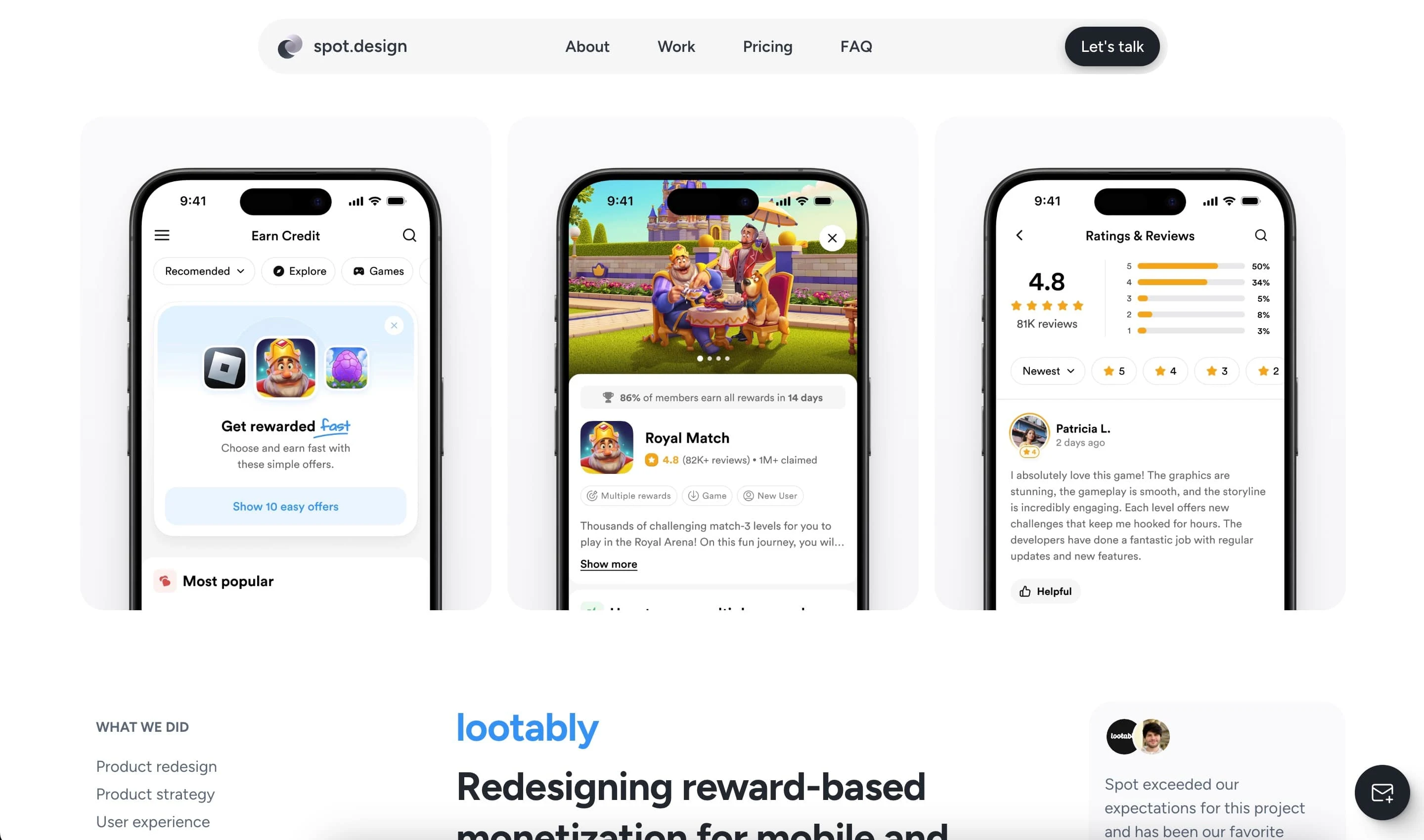 work showcase section