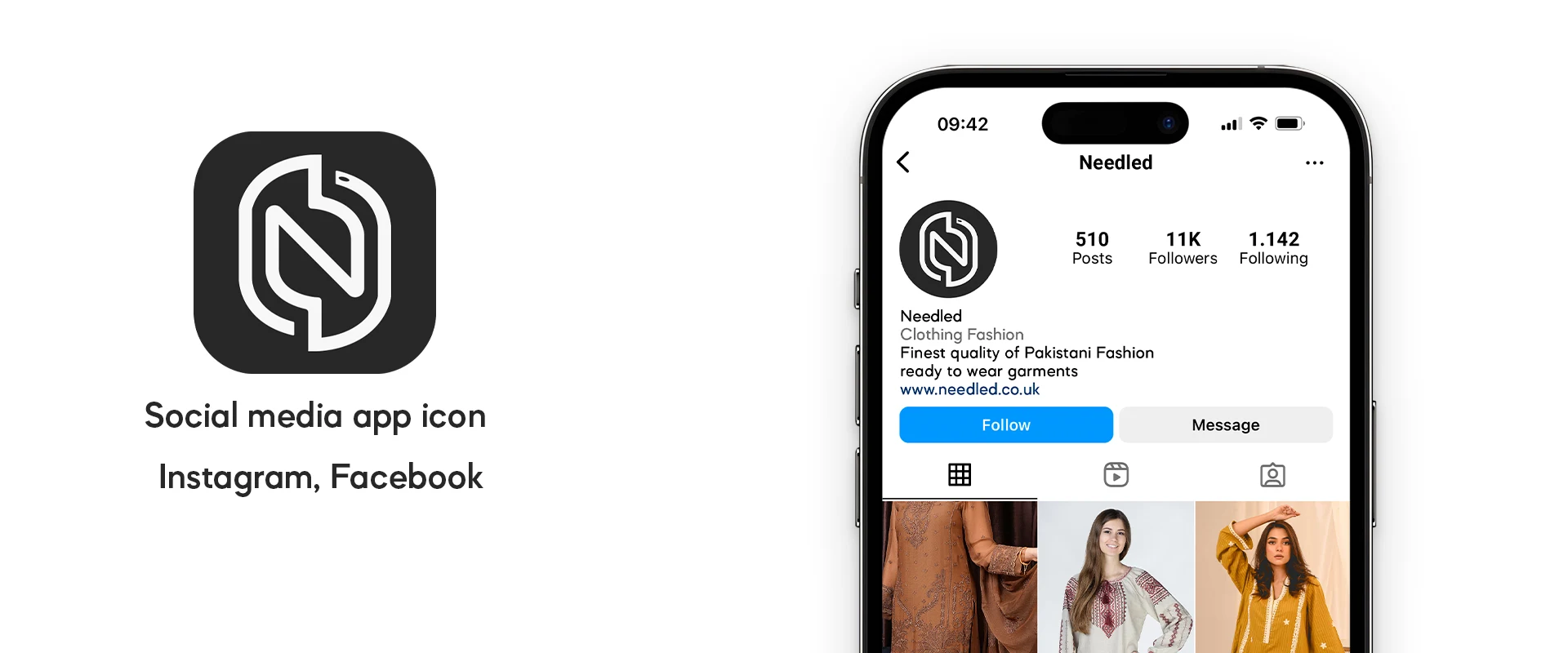Social profiles and app icon