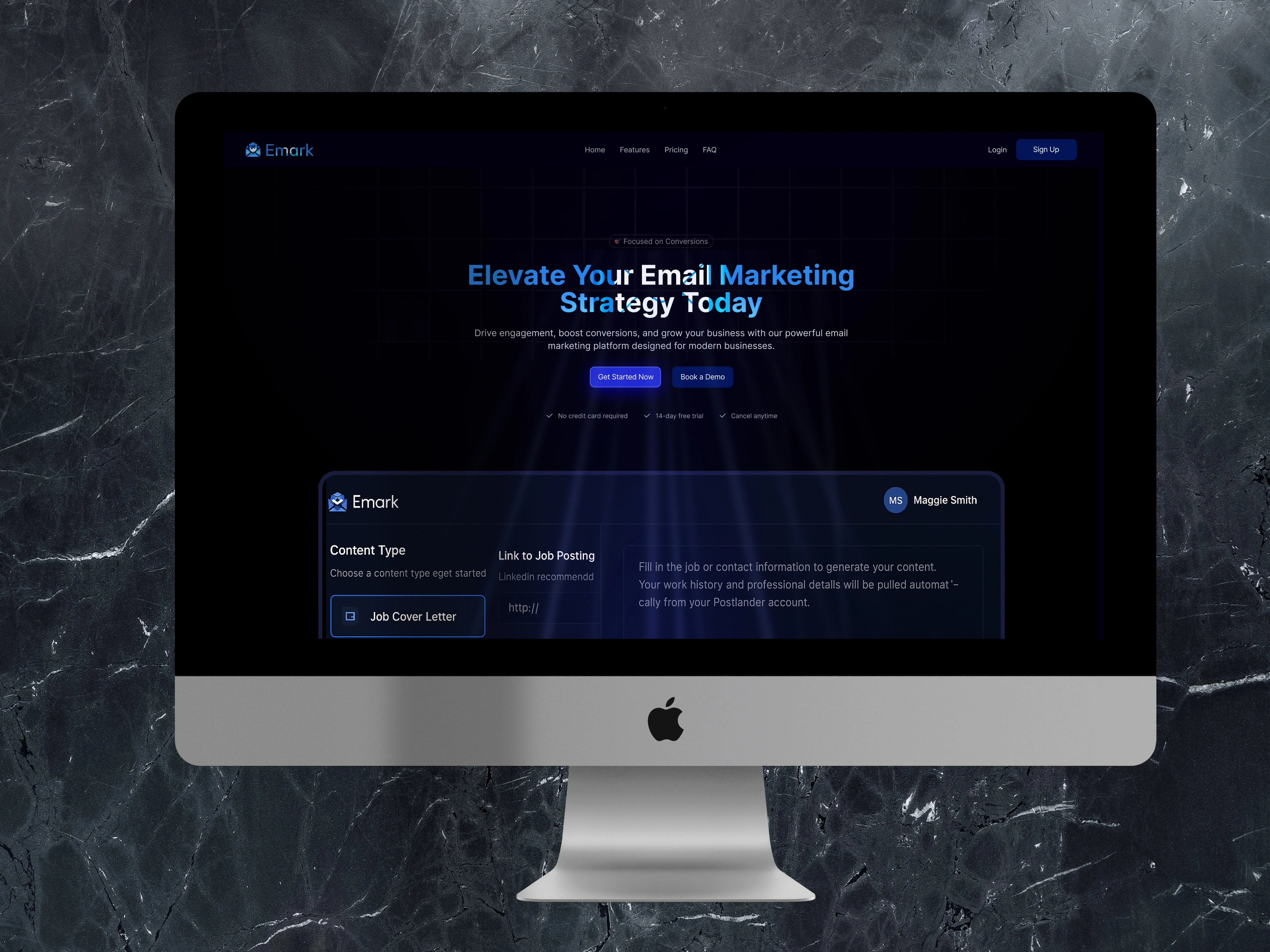 UI/UX design for a new SaaS email marketing platform focused on optimizing user flow and boosting product conversions