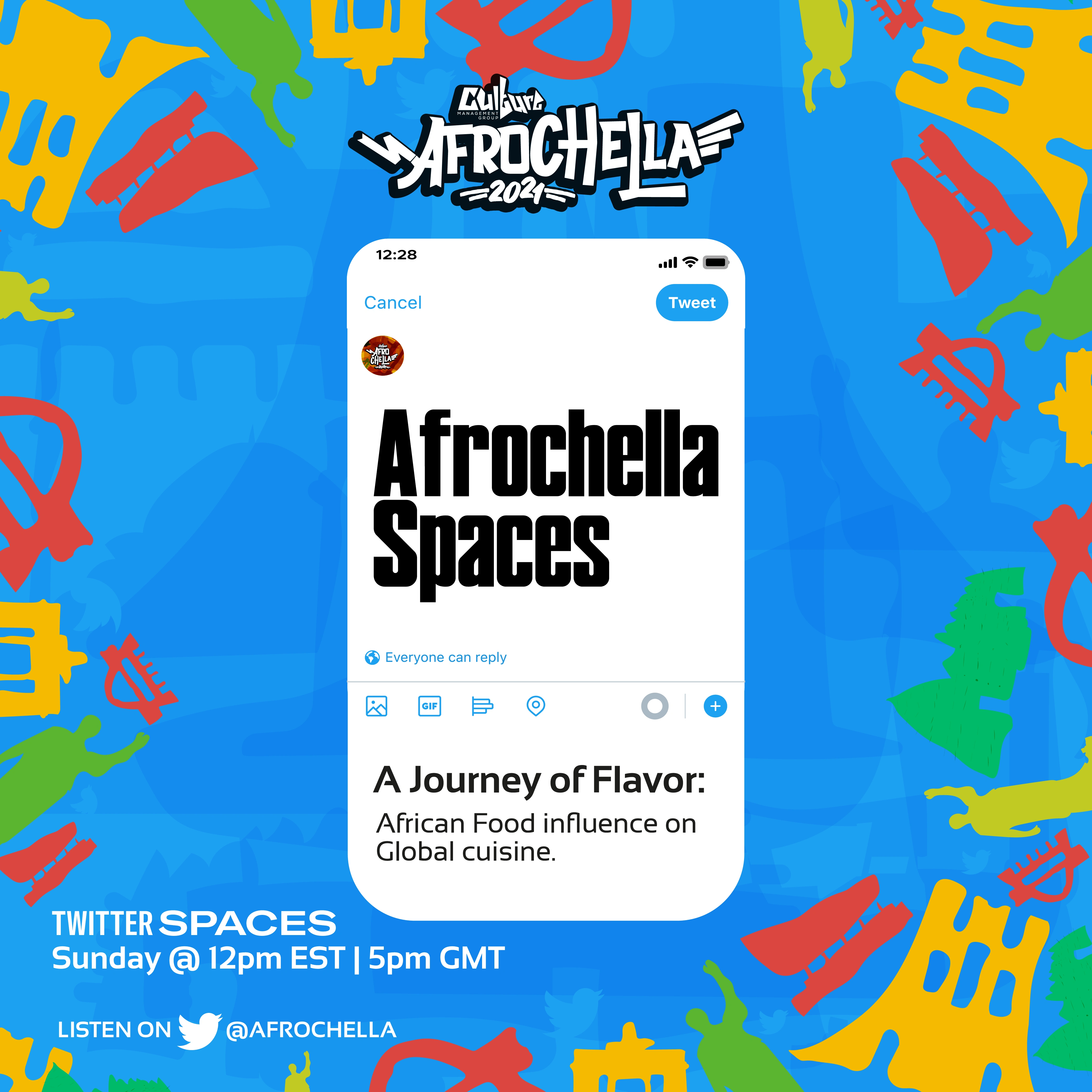 Afrochella Twitter space graphic