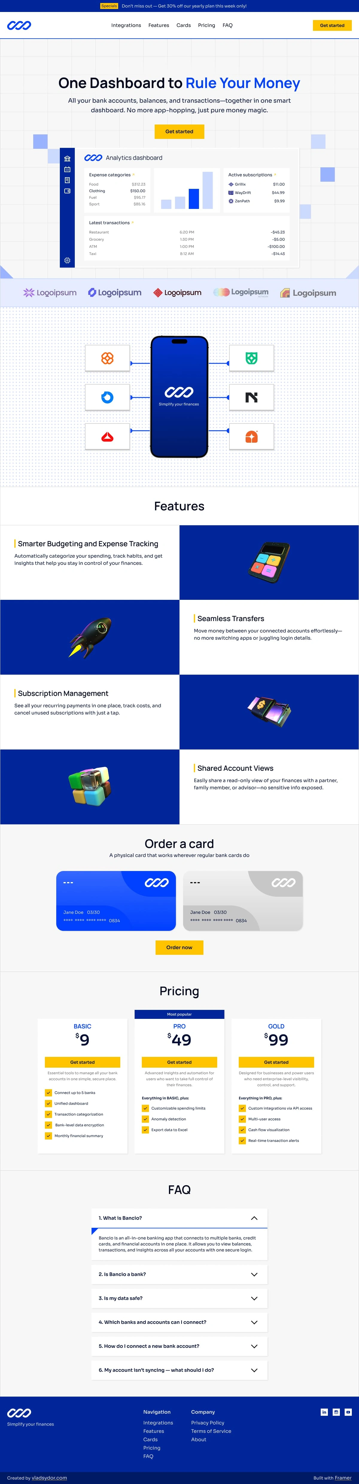 Bancio | Framer Landing Page