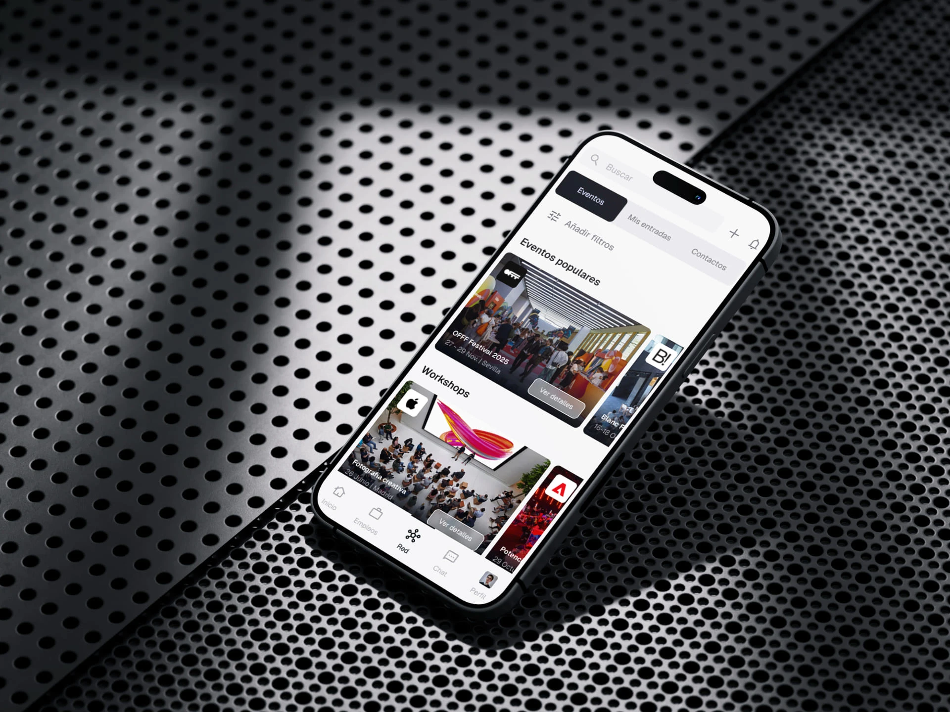 Events screen from Kinoud's app.