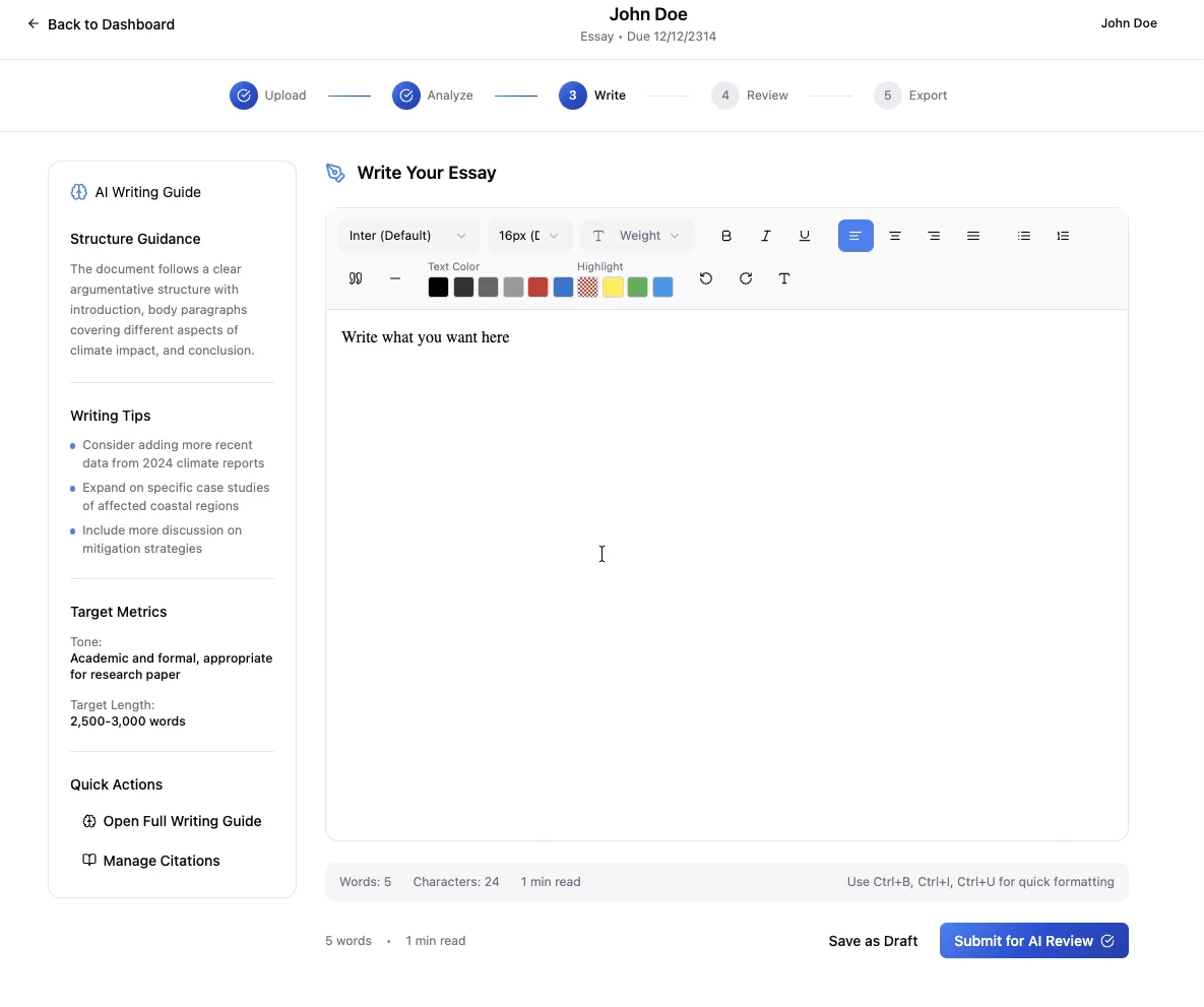 AI guide and structure after pasting or uploaded. This is to tell the user what is needed from them