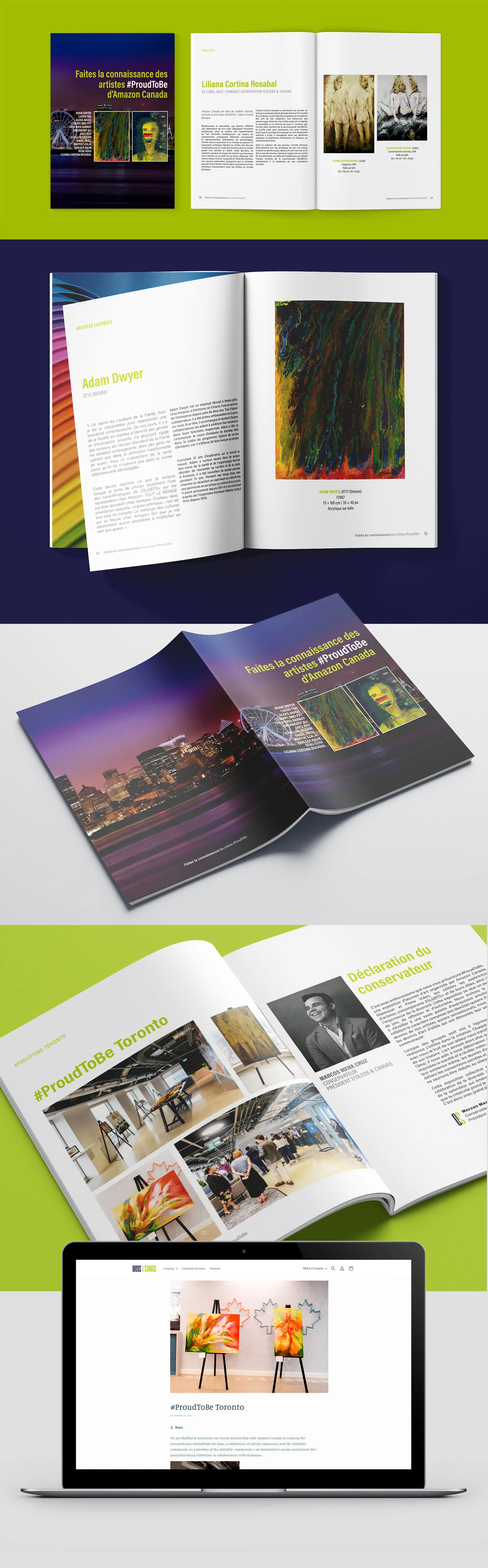 #ProudToBe Toronto – Global Expansion Through Collaboration
Led the visual identity for this cross-continental exhibition, partnering with Amazon Canada. The Canadian maple leaf motif was seamlessly integrated into the existing Oleos & Canvas aesthetic — showing how the brand can scale globally while staying rooted in its Cuban heritage.