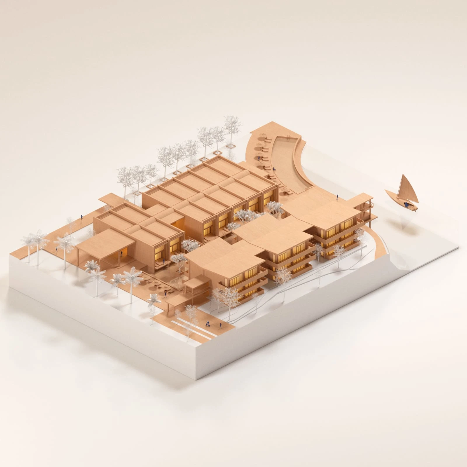 Bungalows group. 3D General view