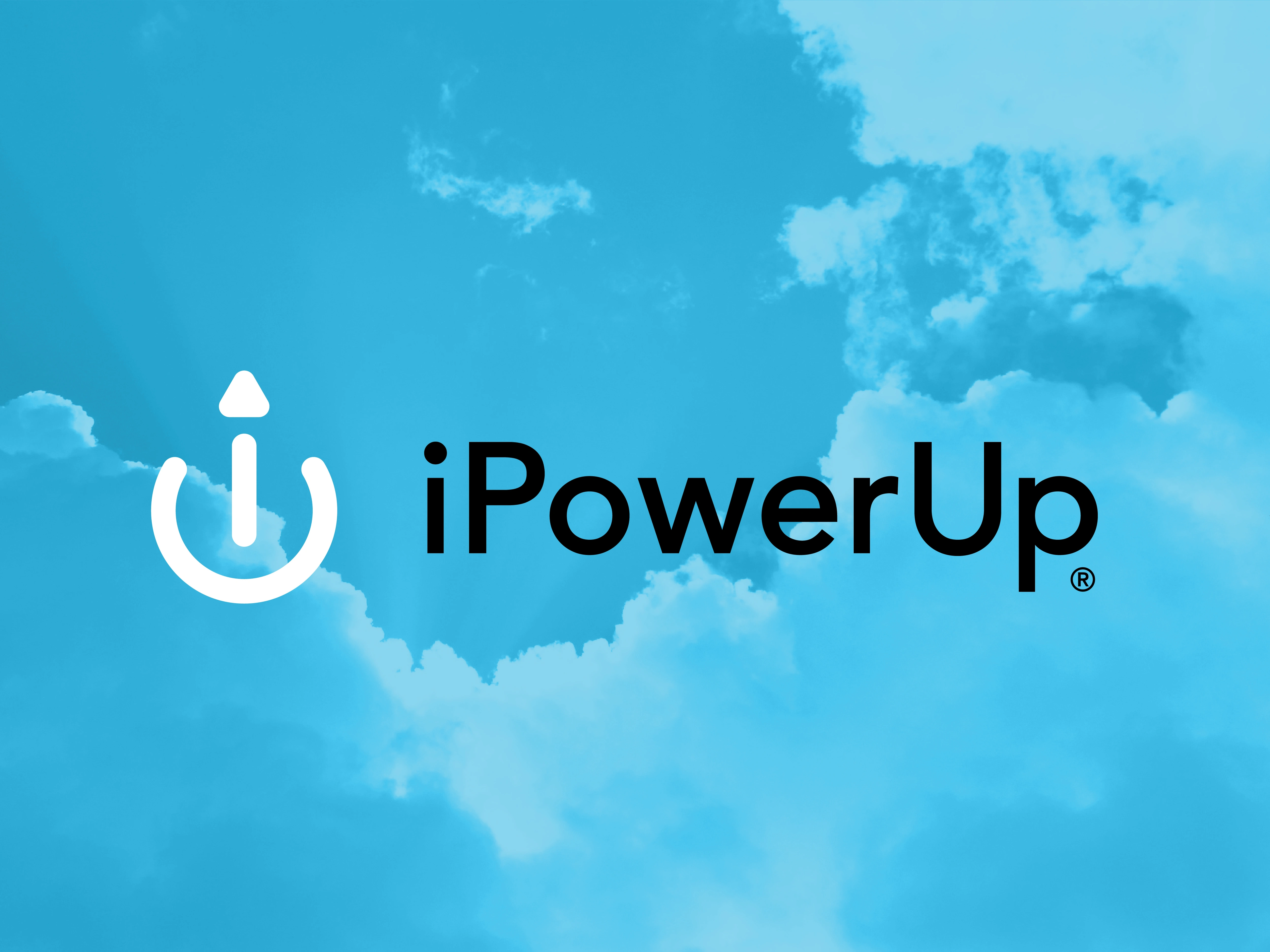 The new and updated logo for iPowerUp. The combined "i", On/Off icon, and arrowhead literally symbolize "iPowerUp".