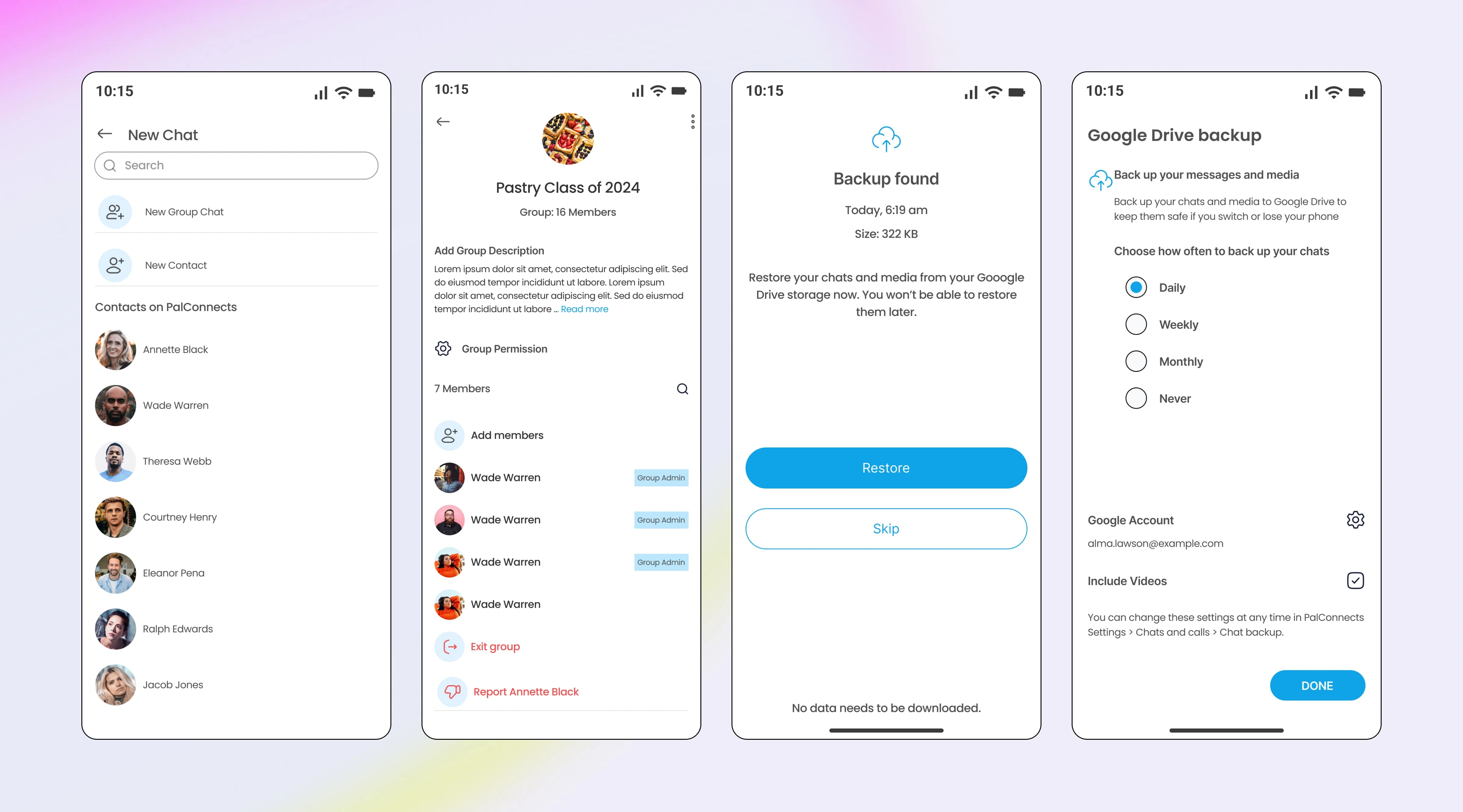 Overview of Group/Community and chat Backup flow