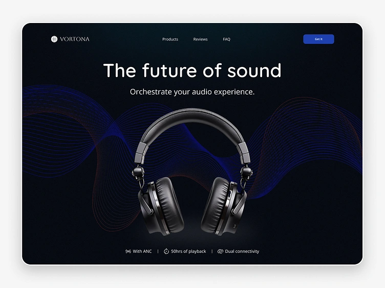 Vortona – Product Landing Page for Smart Headphones