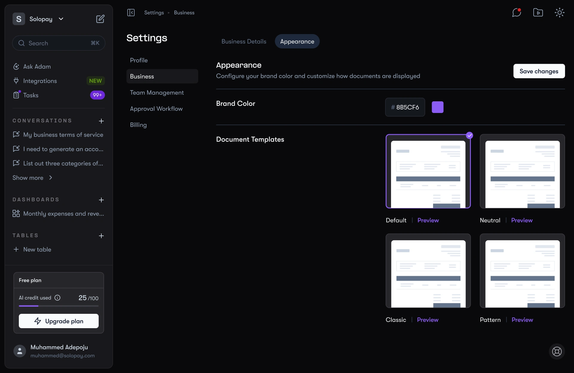 Business customization