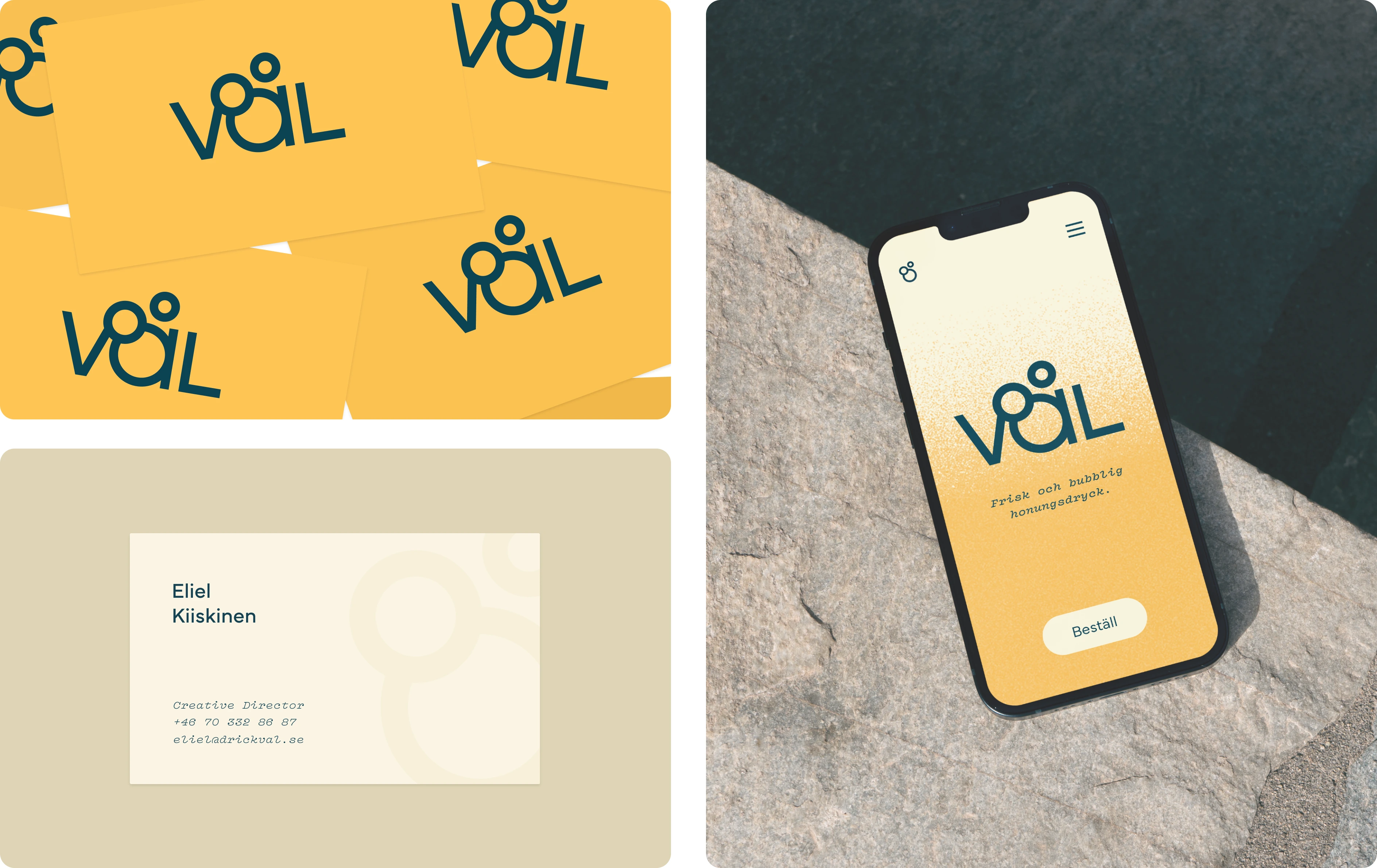 Business cards for trade events and a simple landingpage with order form.