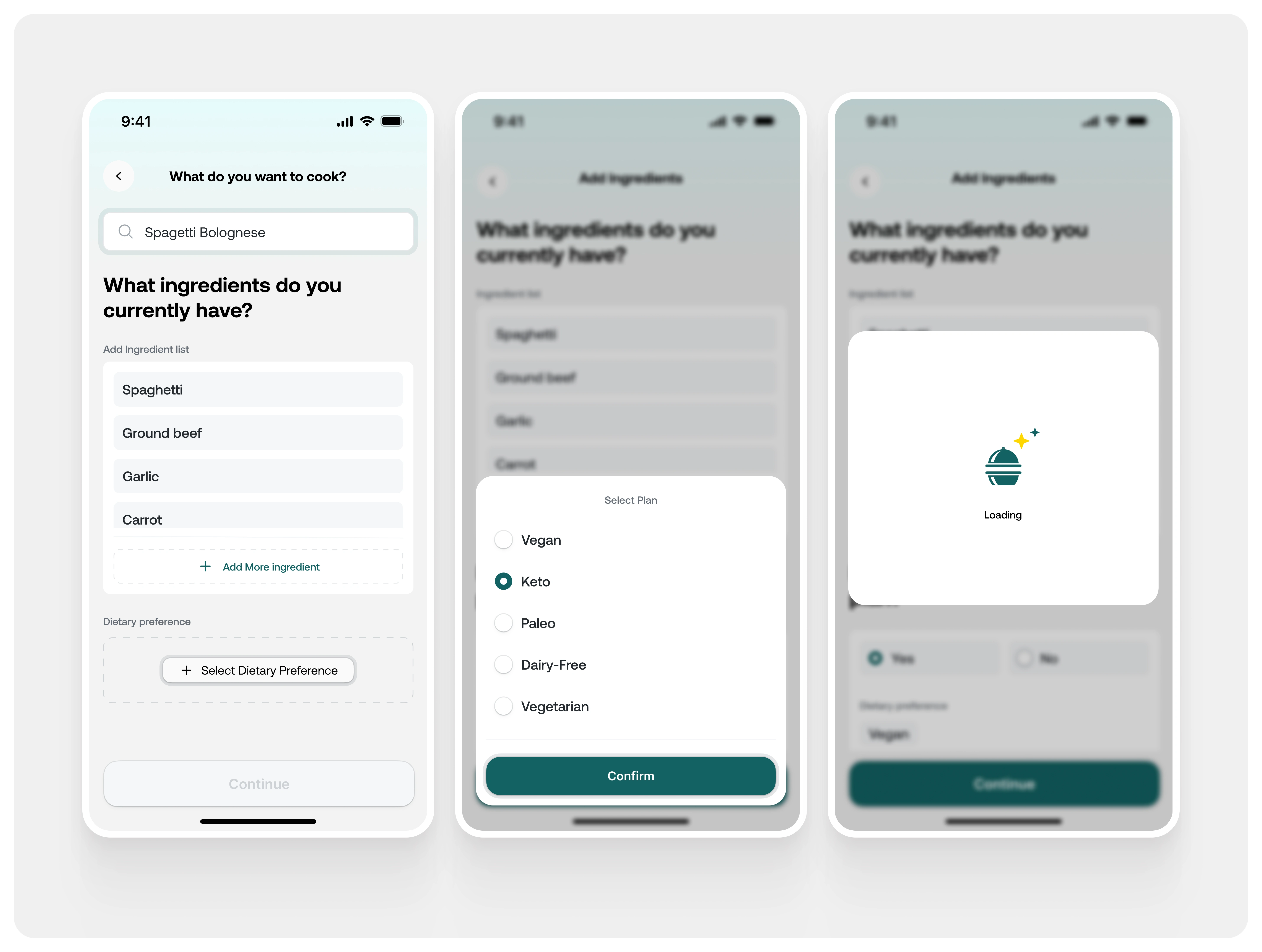 Inputing recipes and preferences