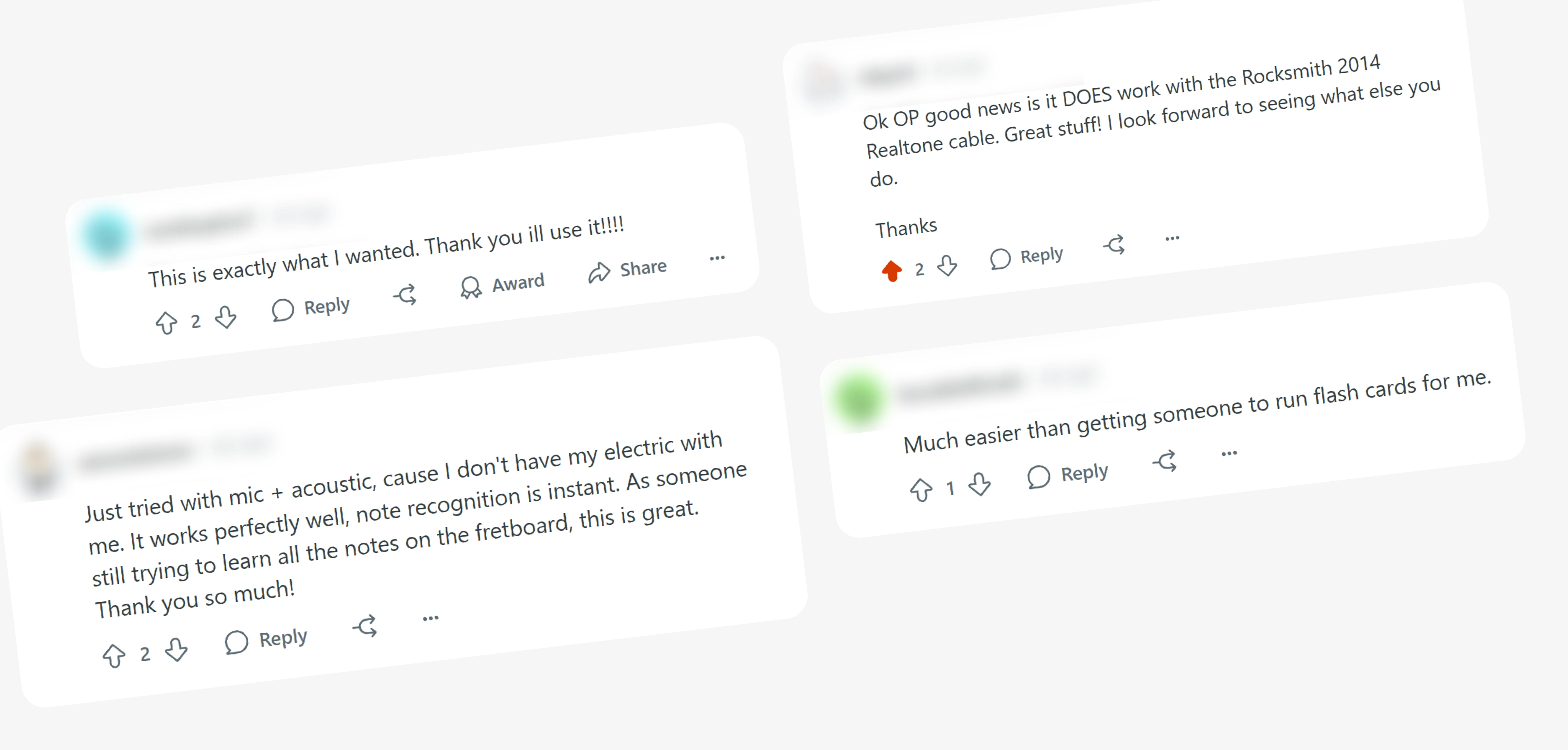 Reddit guitarist user comments regarding NoteFury