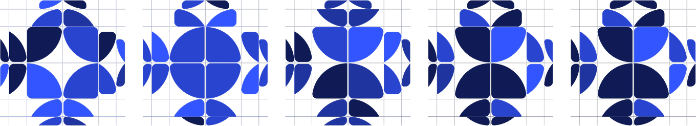 The various configurations of the generative logo system
