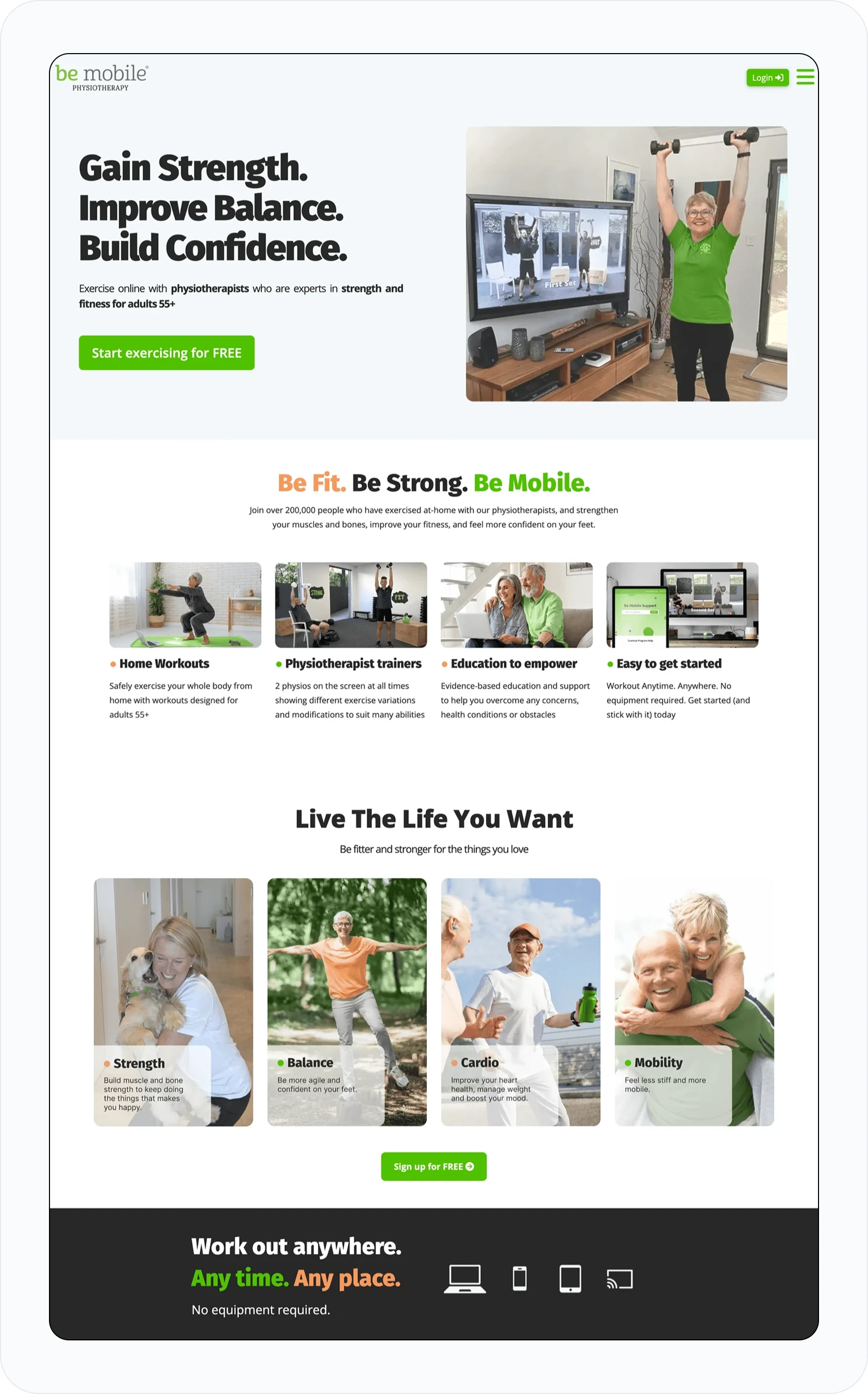 Kajabi Fitness website for the over 55s
