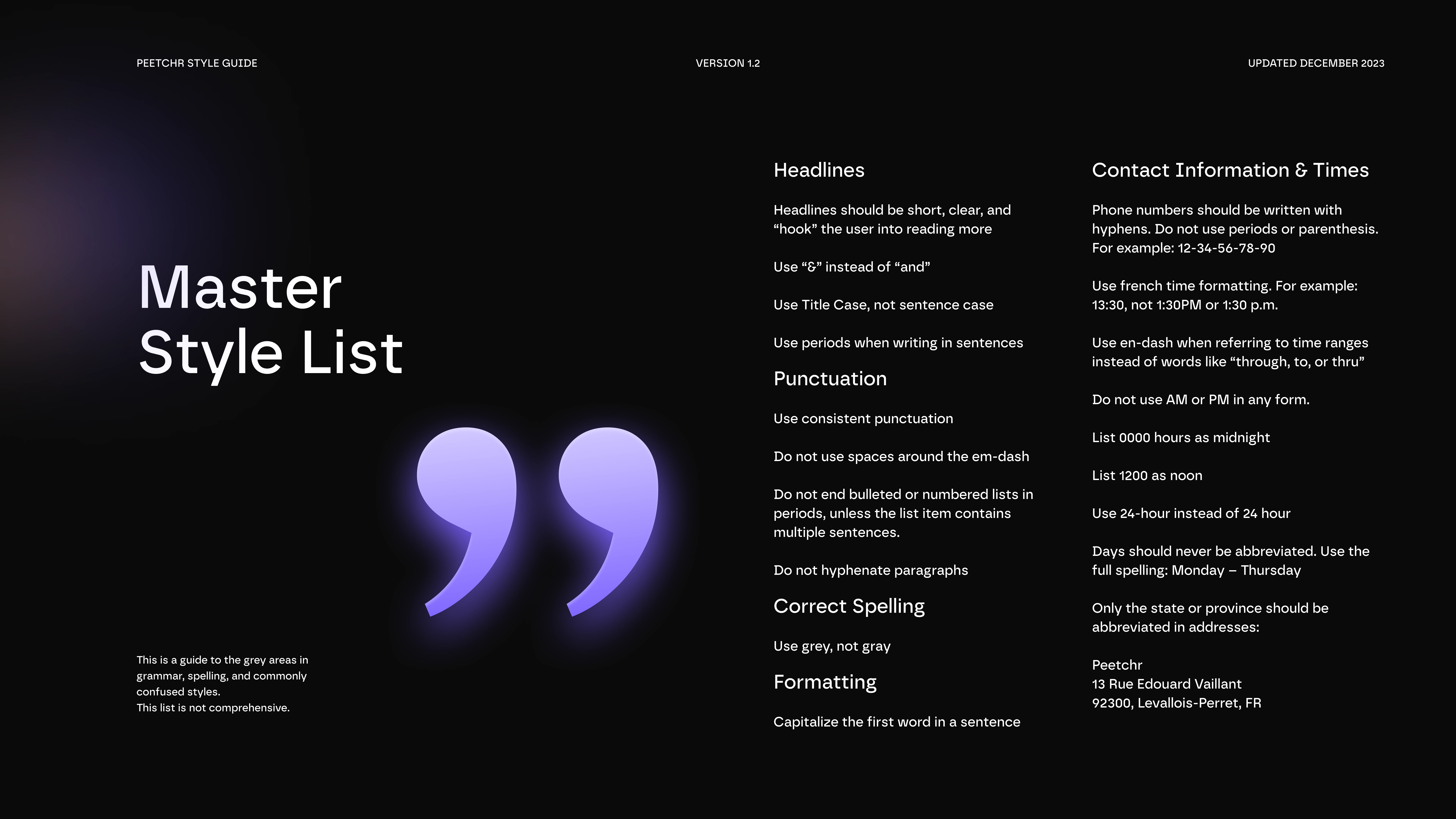 Sample from the Brand Deck for Peetchr.