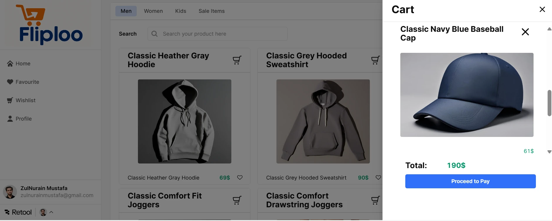 "Shopping cart panel with product details, live totals, and checkout button''