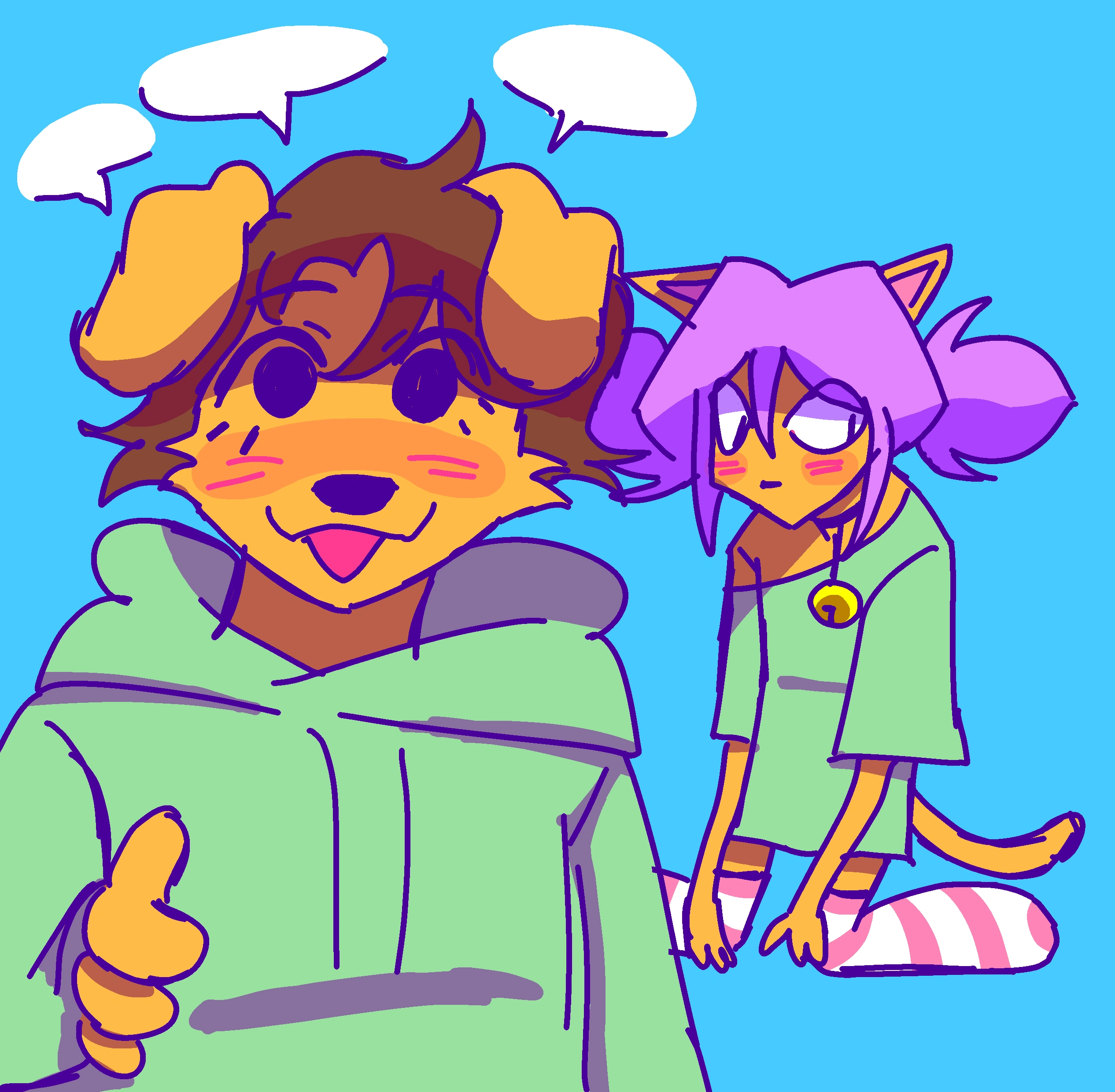 (From left to right) stinkpuppy and JUNKONEKO92. Mainly just a doodle, done on Ibis Paint X on iPad.