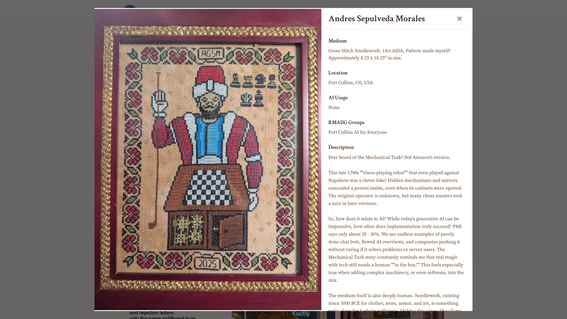 An example entry from the Submissions
