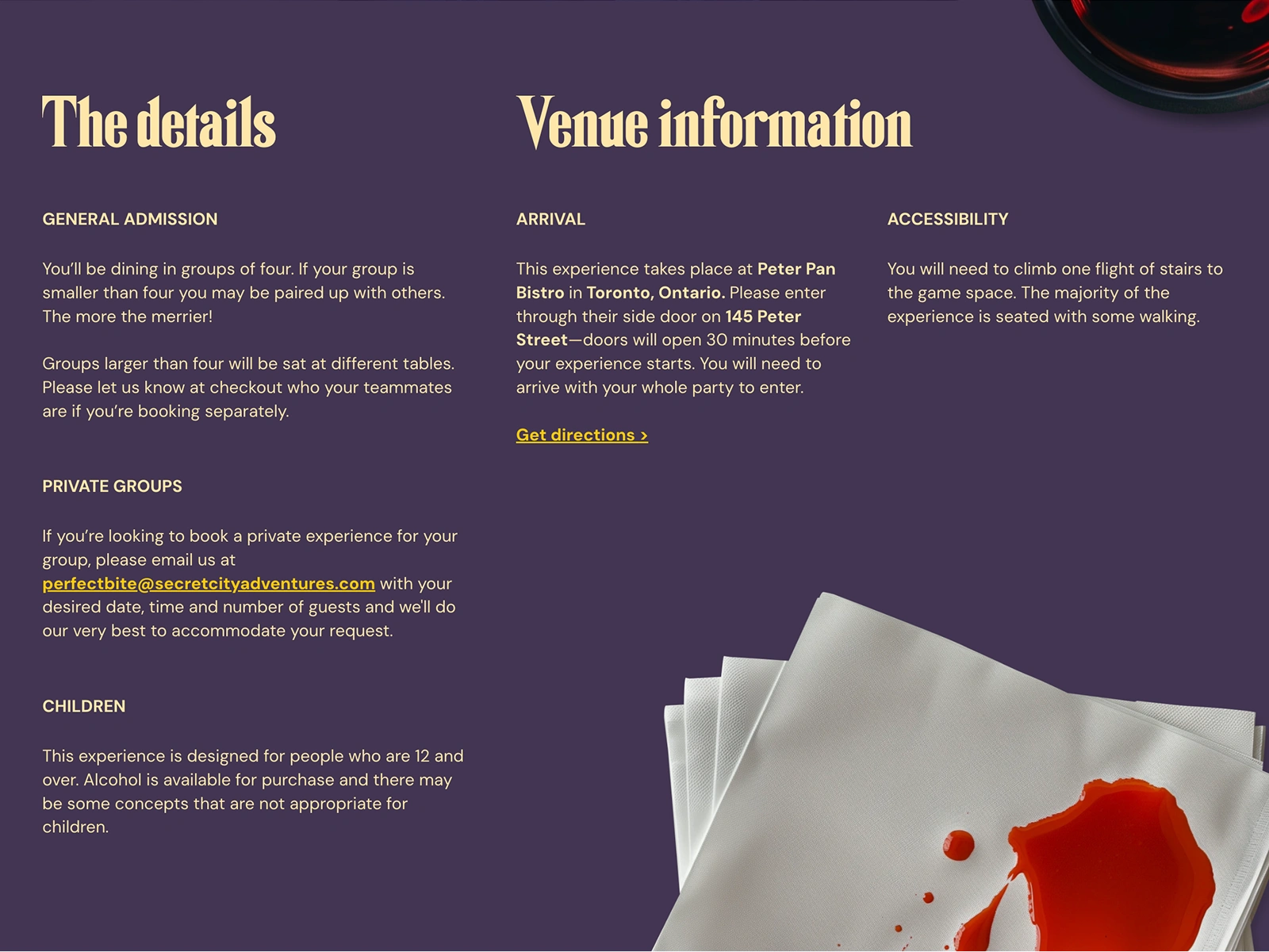 Details & Venue Info Section