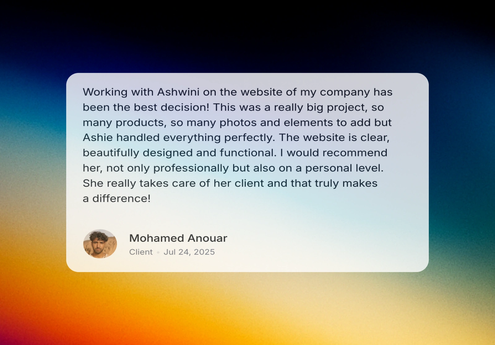 Client's Testimonial