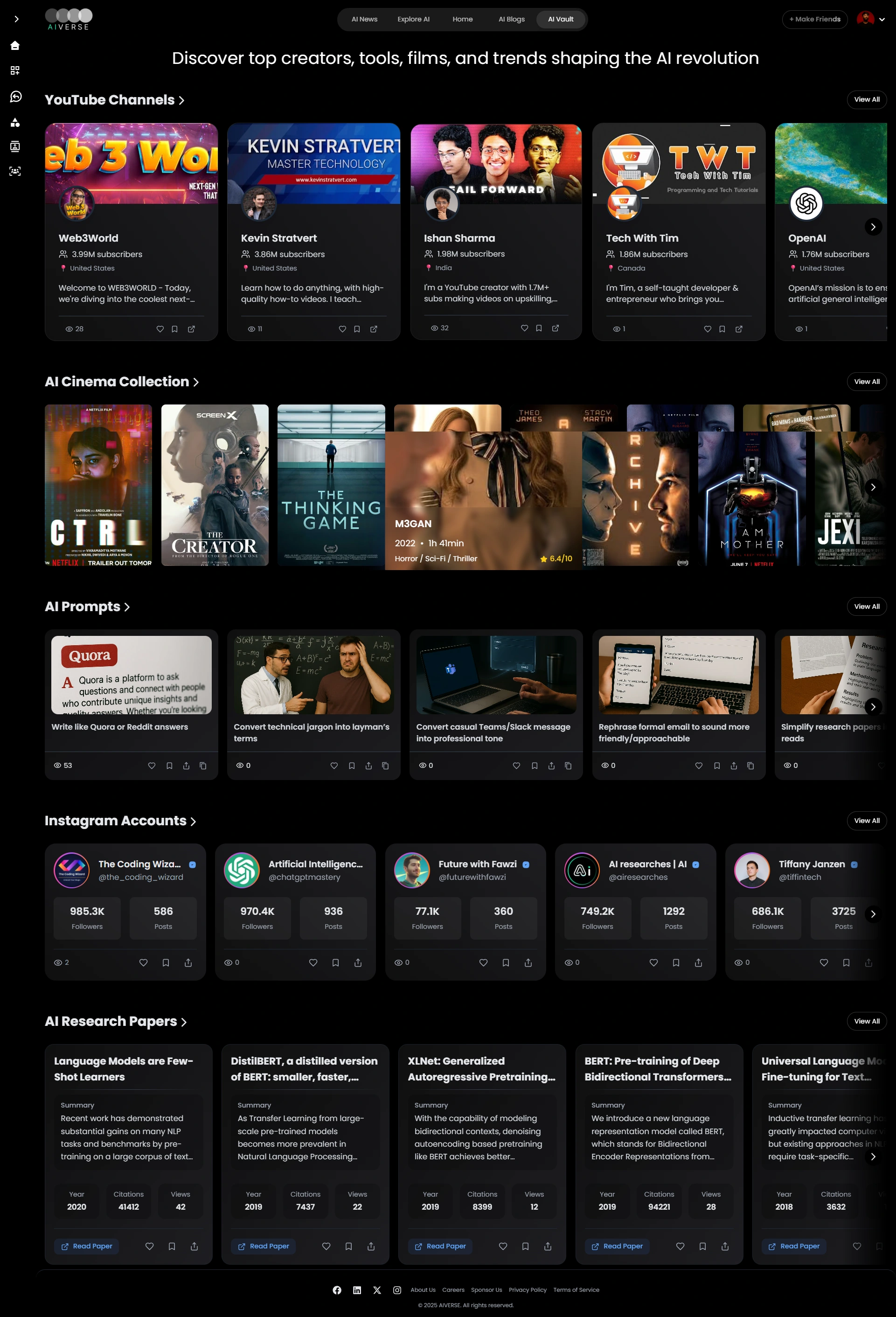 The AI Vault > a curated library where professionals can explore, filter, and save their favorite AI tools by category, pricing, and popularity, designed for effortless discovery.