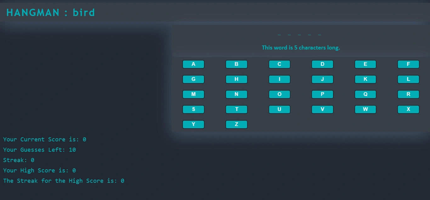 Initial Game Interface