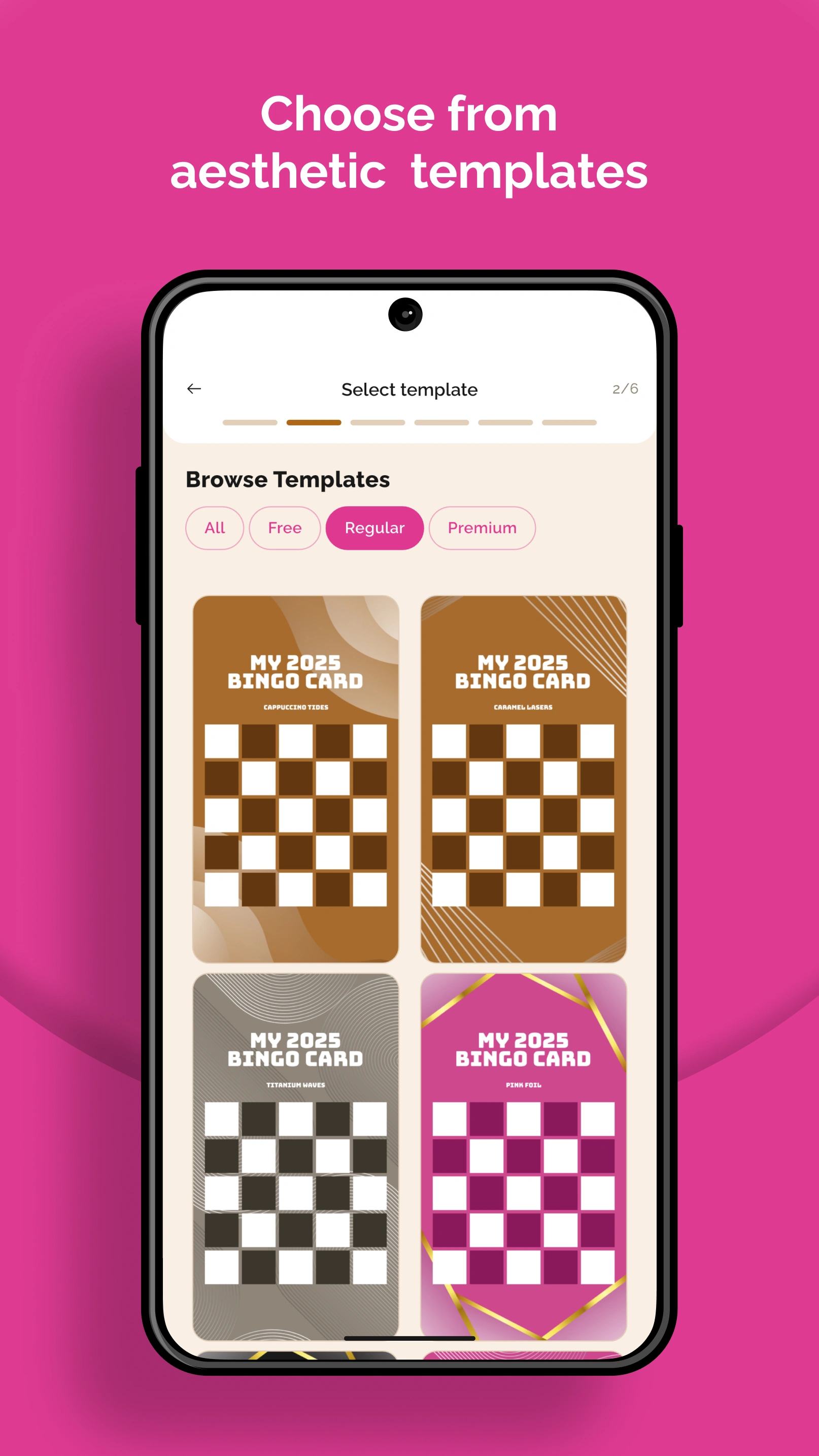 App Store Screenshot: Choose From Aesthetic Templates