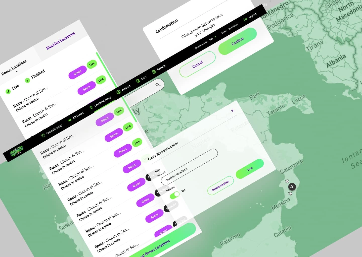 Content management system: Set up locations