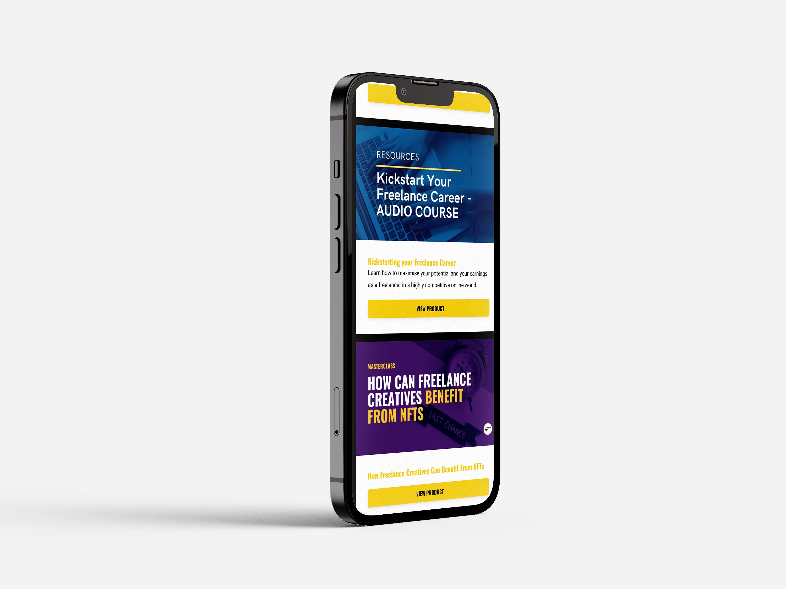 Mobile Landingpage - Overview of the courses