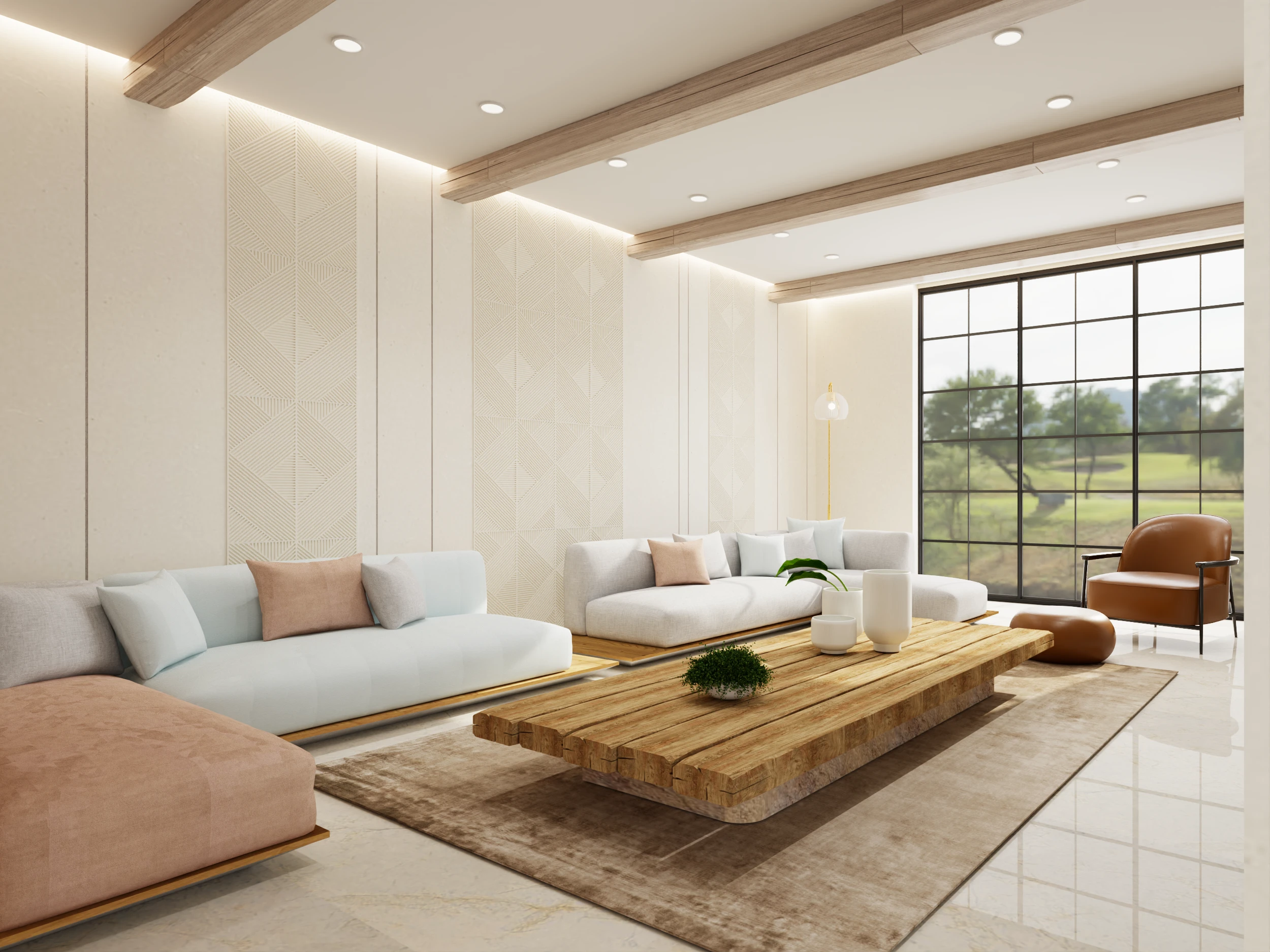 This concept-focused home features clean architectural lines, curated art pieces, and a warm neutral palette, all set against natural textures and refined lighting.
