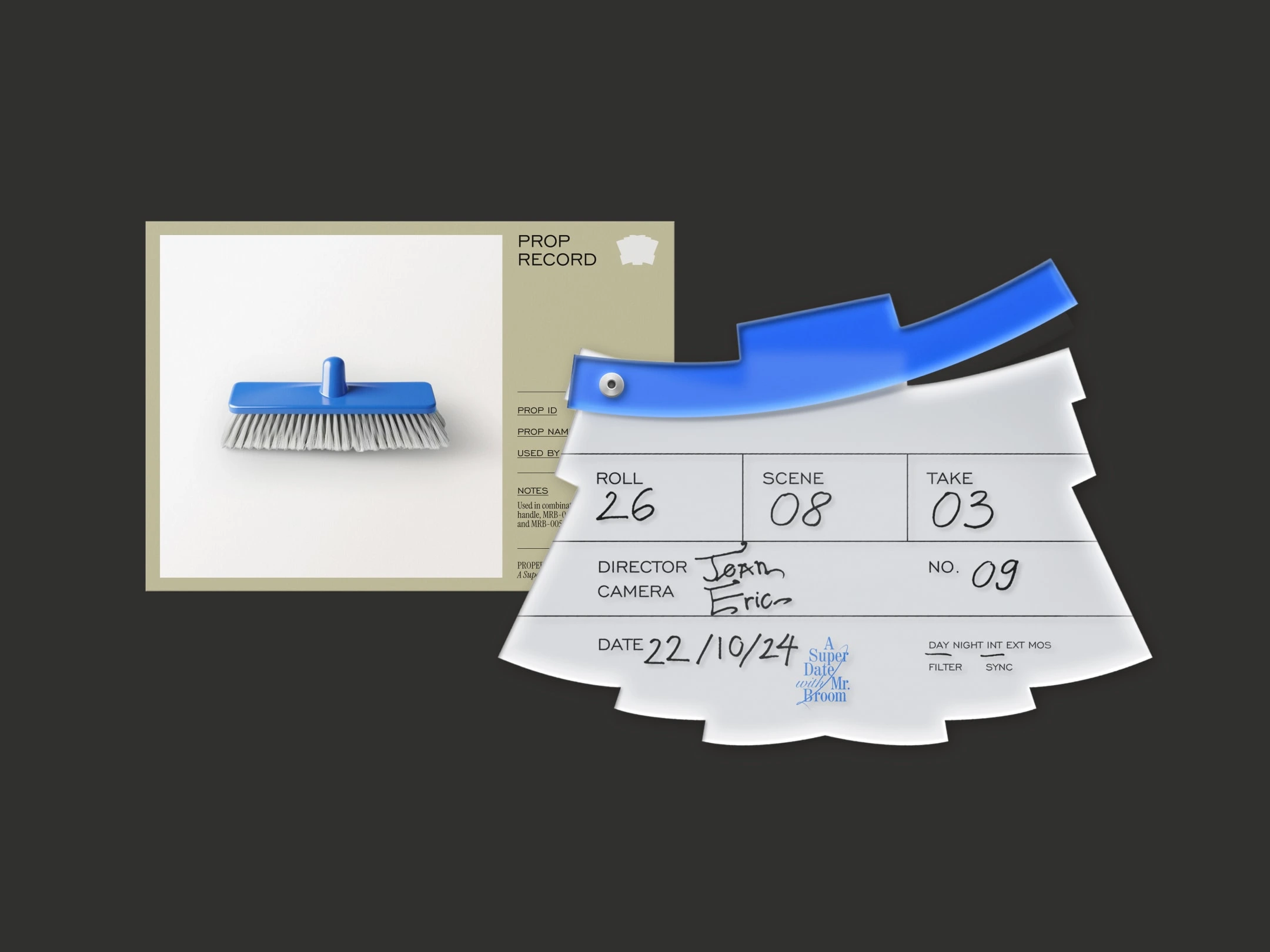 Broom-inspired clapperboard