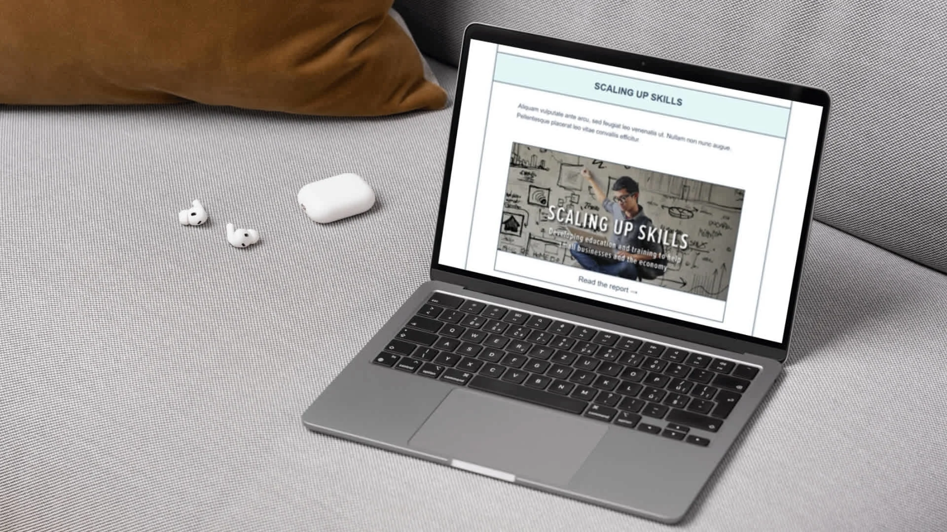 Newsletter mock up on laptop