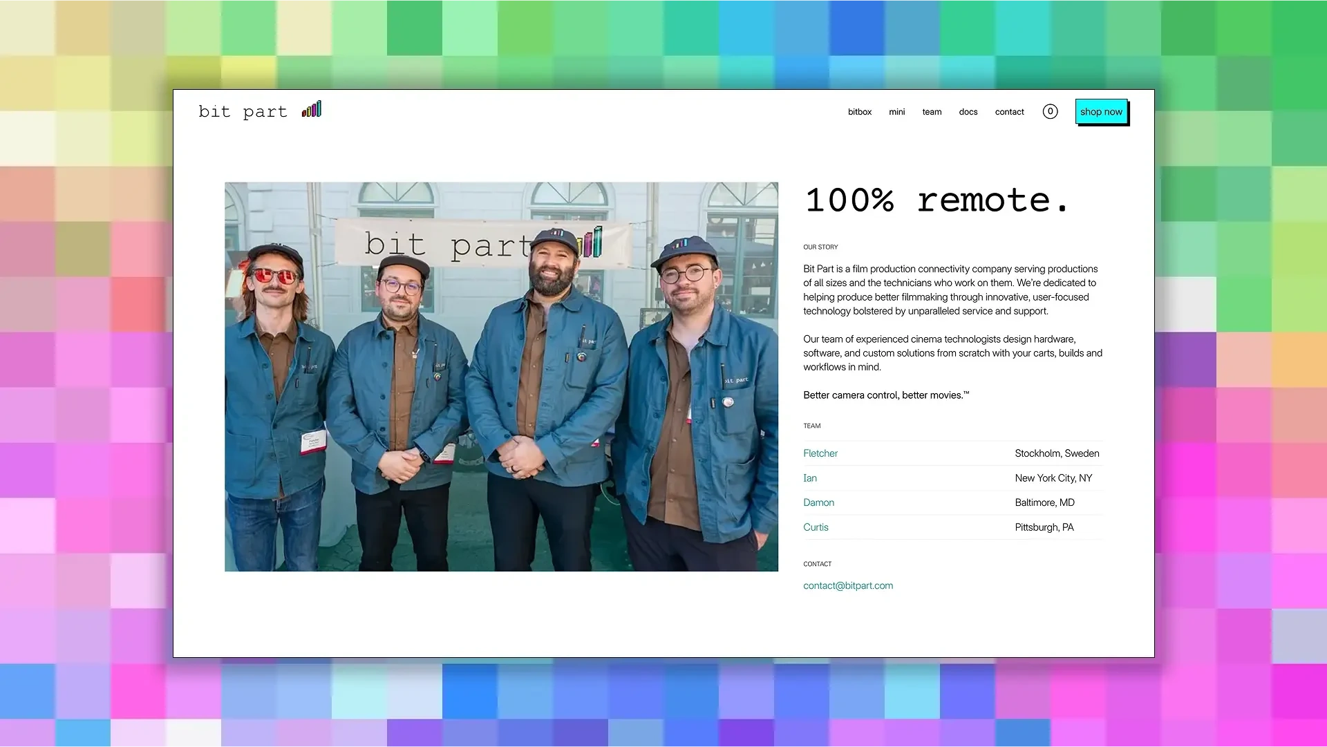 100% remote -- team page screenshot