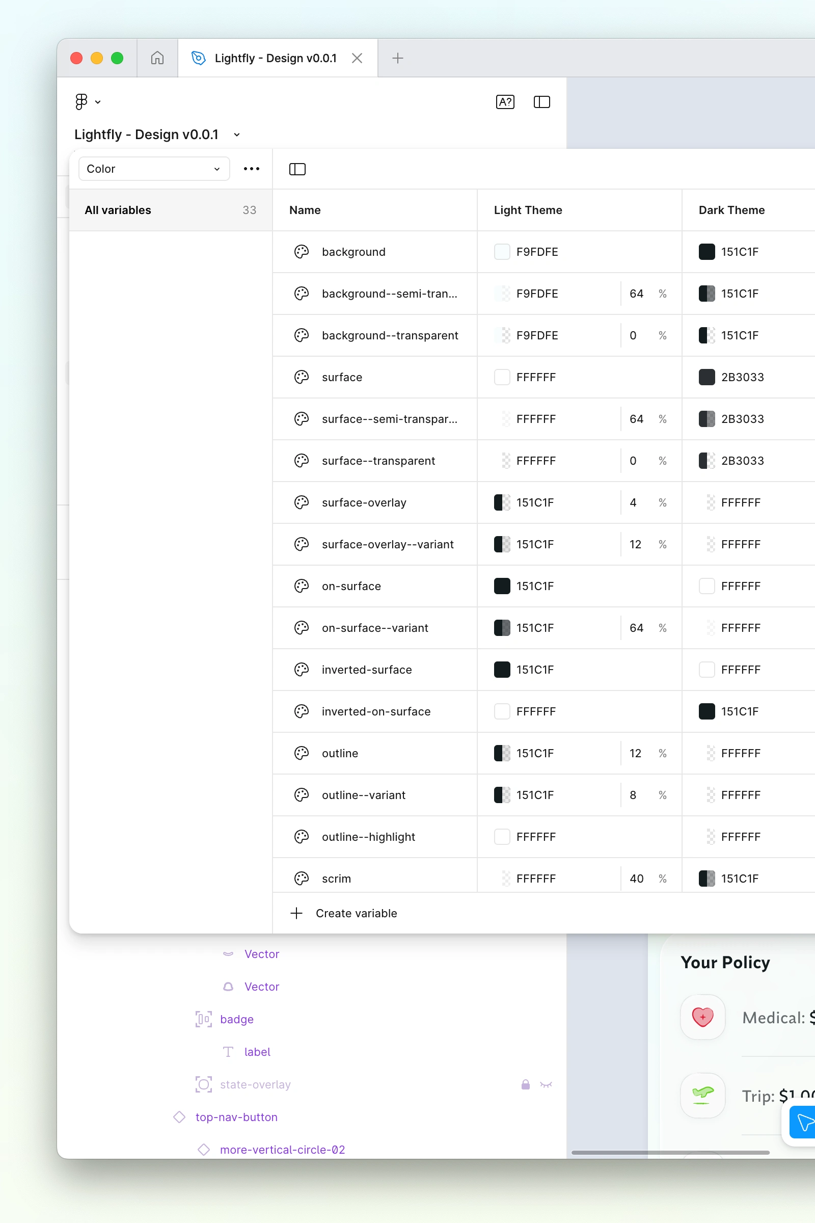Organized and consistent variables/design tokens in Figma for dev handoff