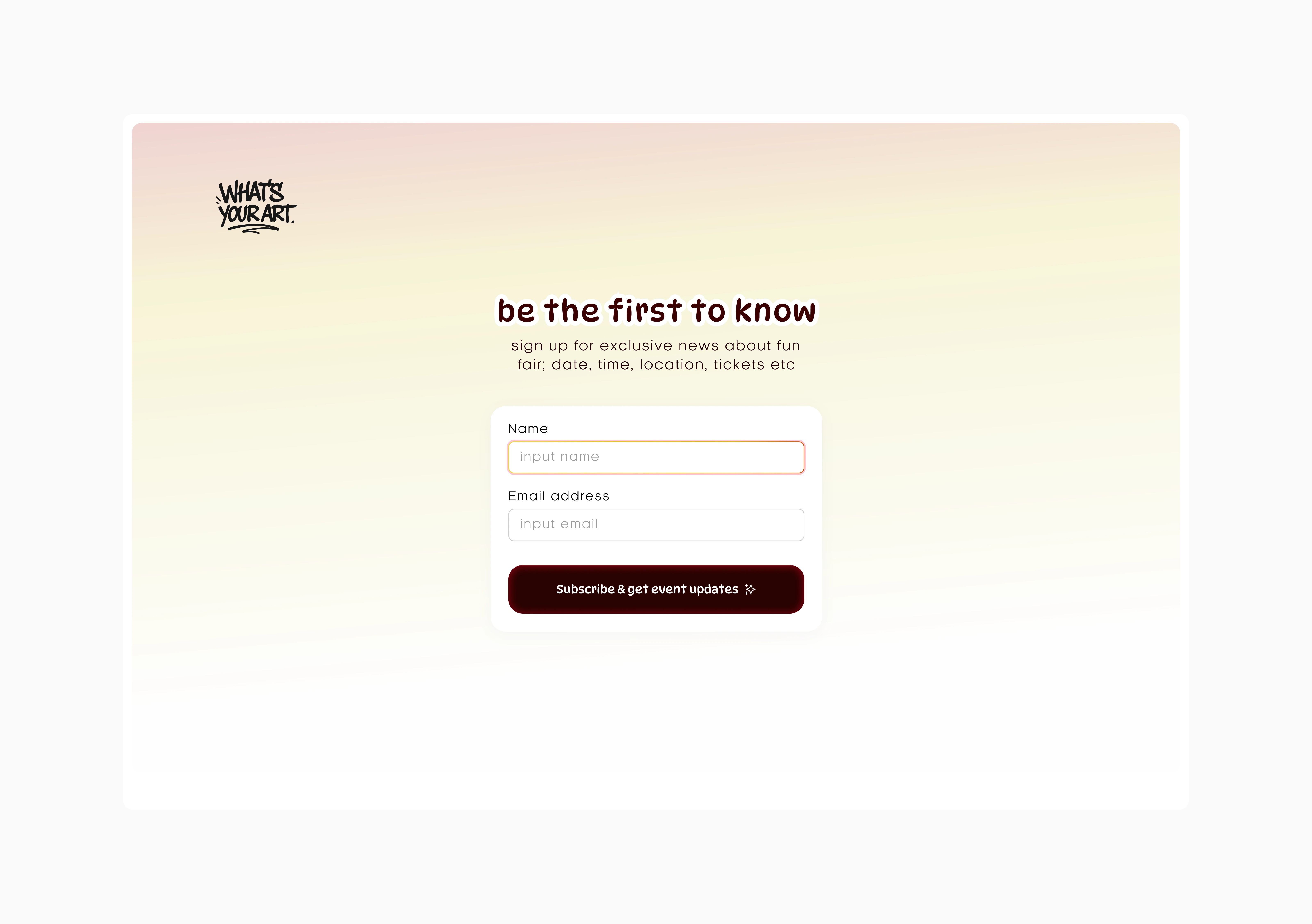 SUBSCRIBE TO GET EVENT UPDATES