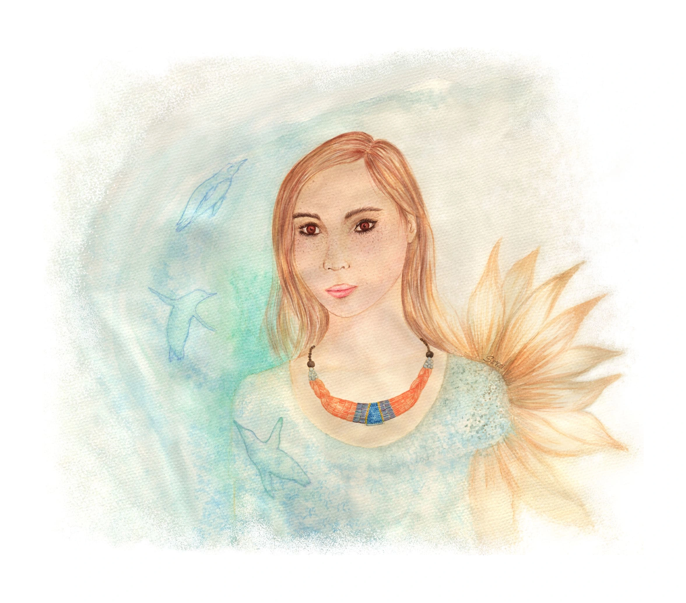 Watercolour portrait. (SP) Retrato en acuarela.