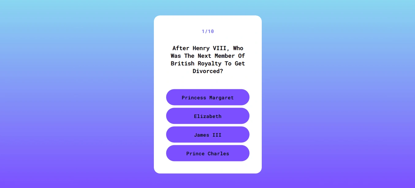 The first of 10 questions asked on trivQuest