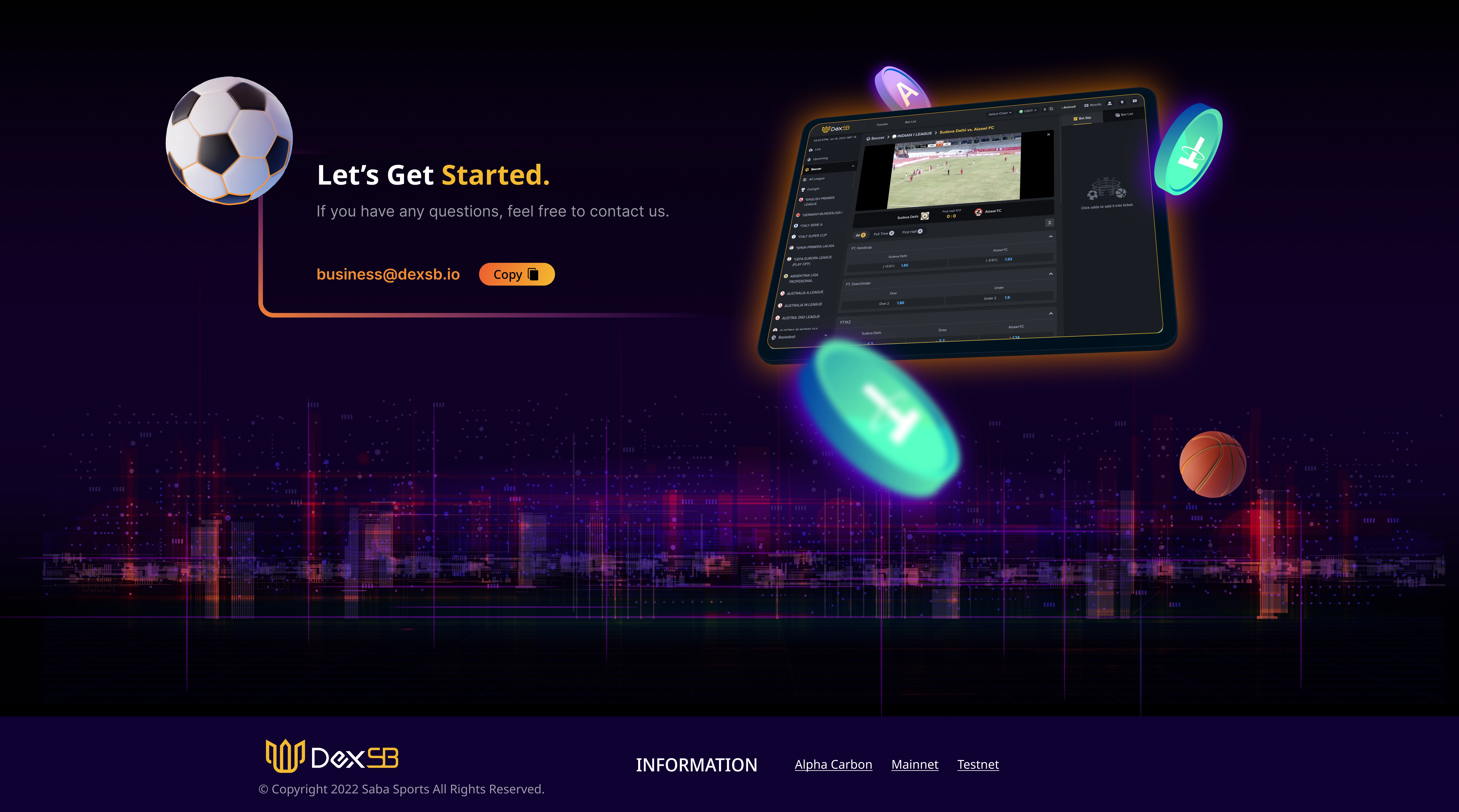The final CTA section envisions a cyber city, with its background symbolizing a complete blockchain ecosystem.