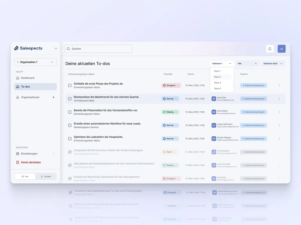 Task Management Dashboard Page