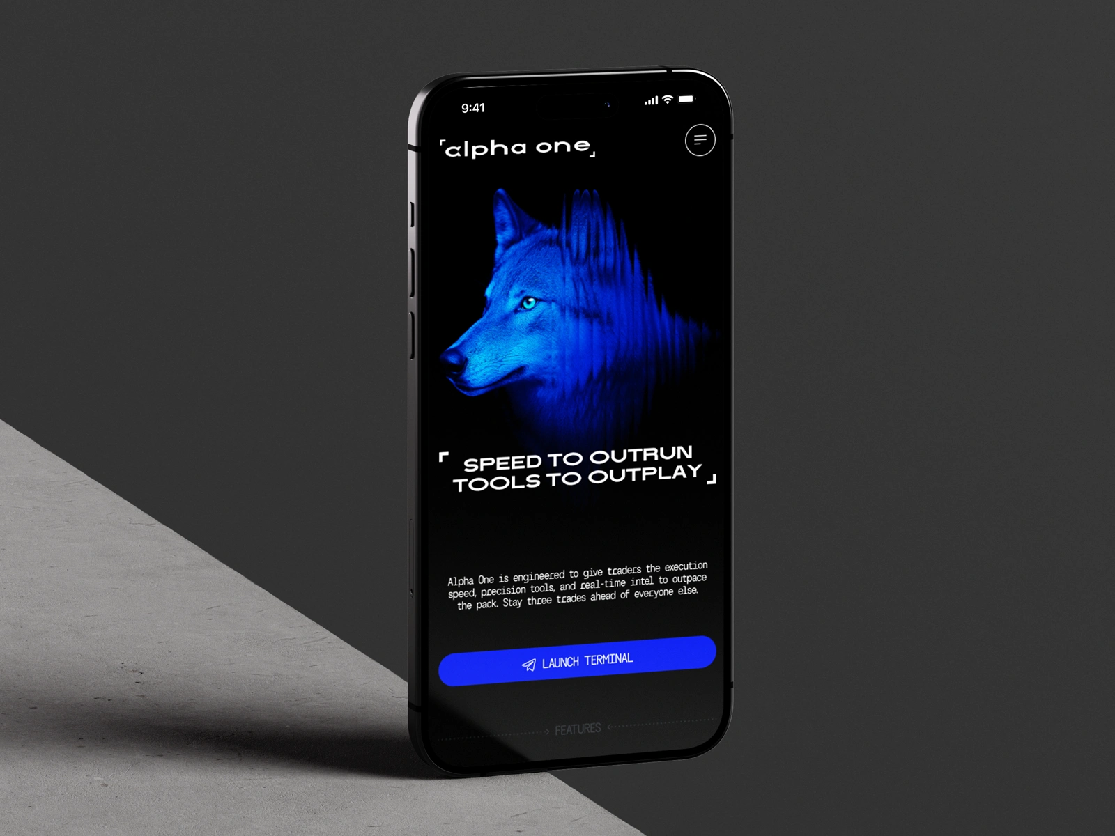 Mobile version of the landing page adapted for fast, dark-mode interactions and consistent branding across platforms.