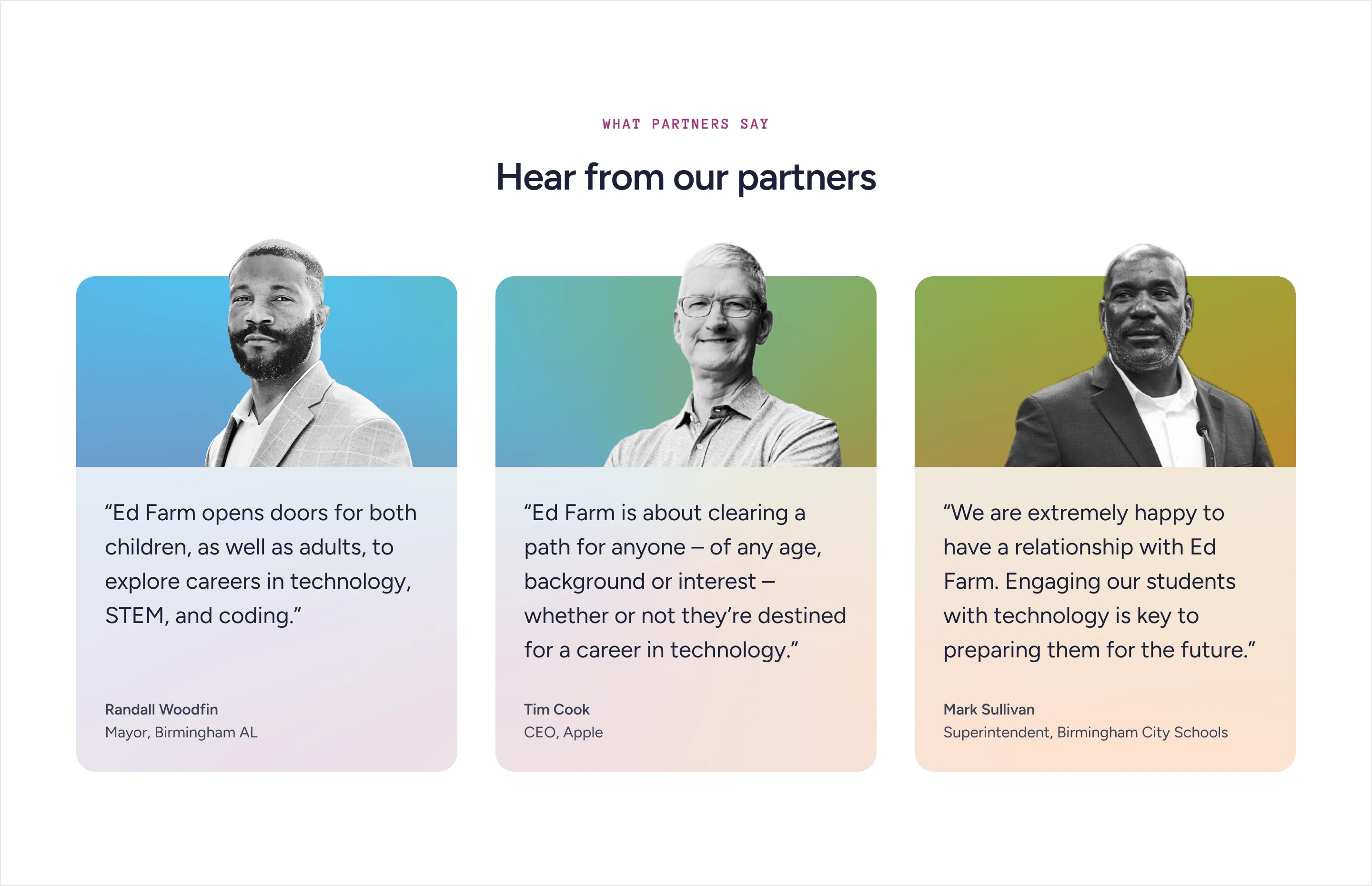 Real community voices building trust through attributed stories and testimonials.