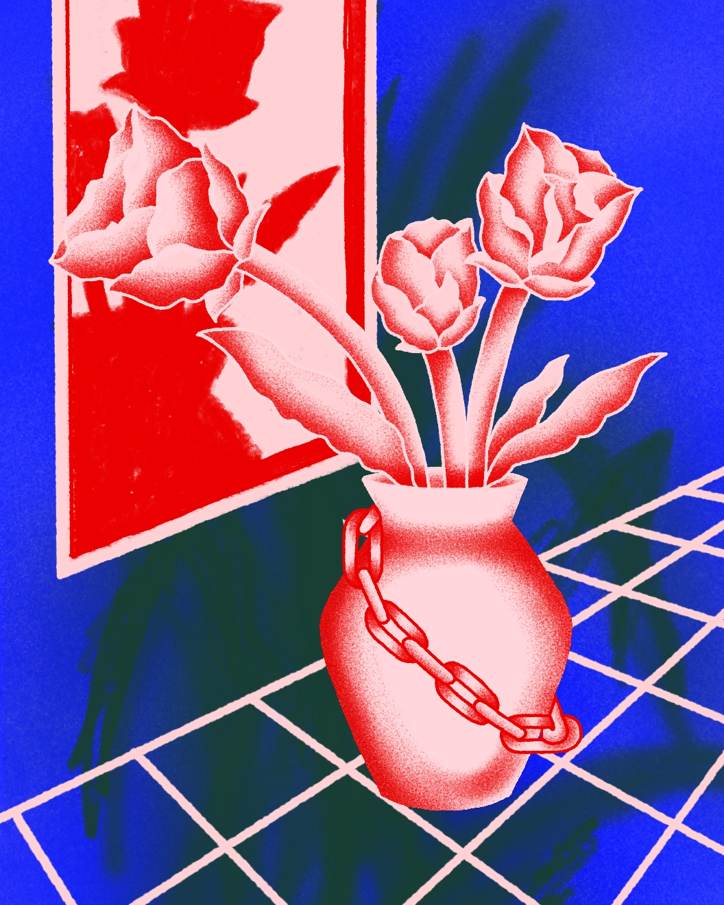 Chained Flowers and Mirror Illustration
