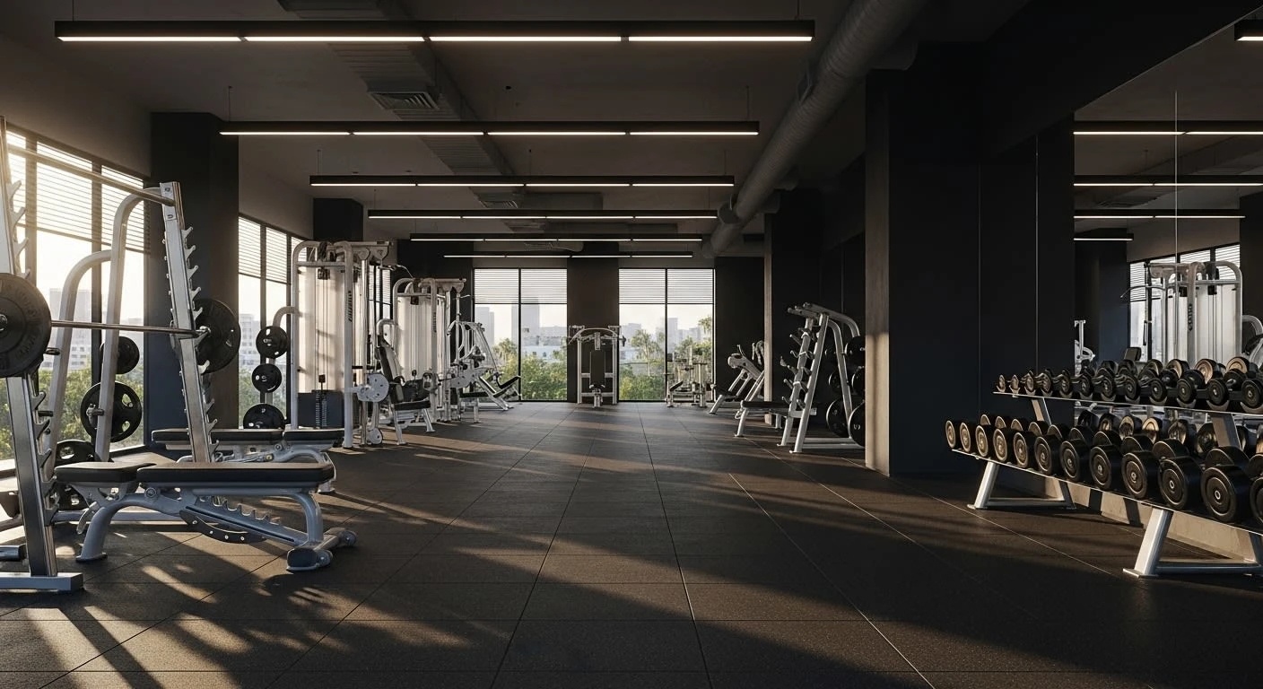 Final generated image of the Gym environment, would serve as the basis of the Gym environment prompt throughout the video.
