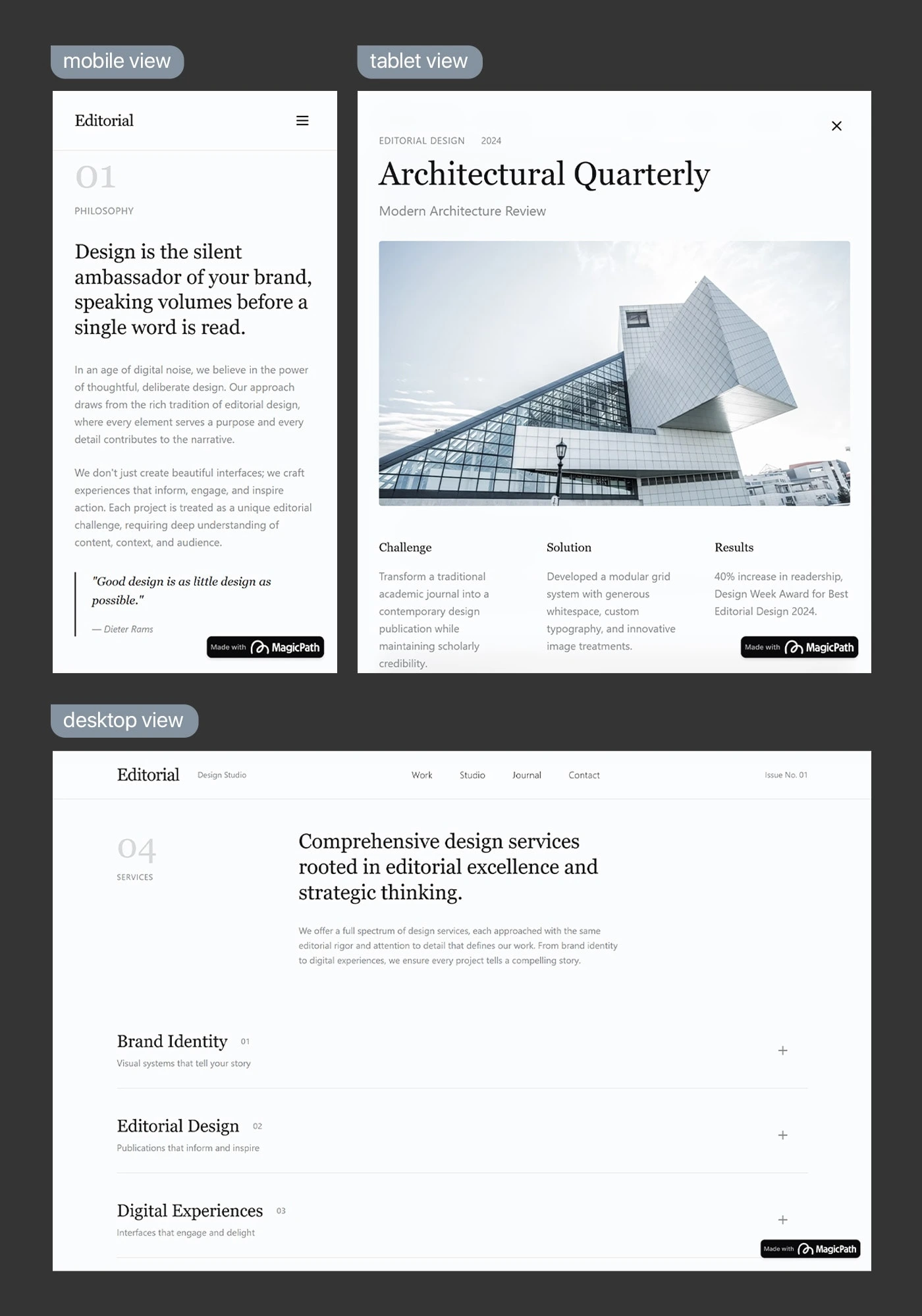 The site features a fully responsive layout