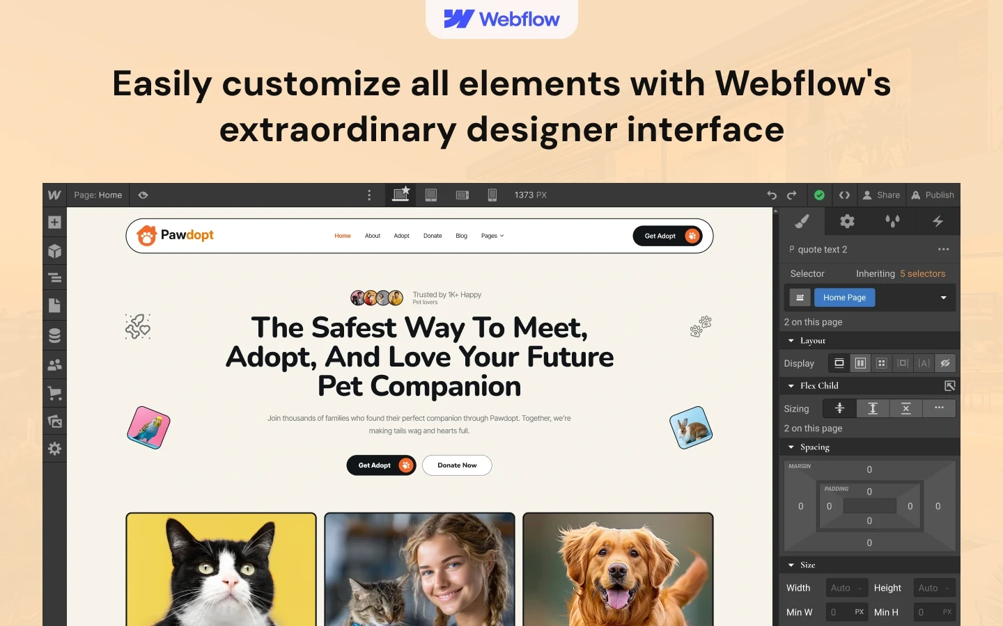 Pawdopt adoptable pets and profiles