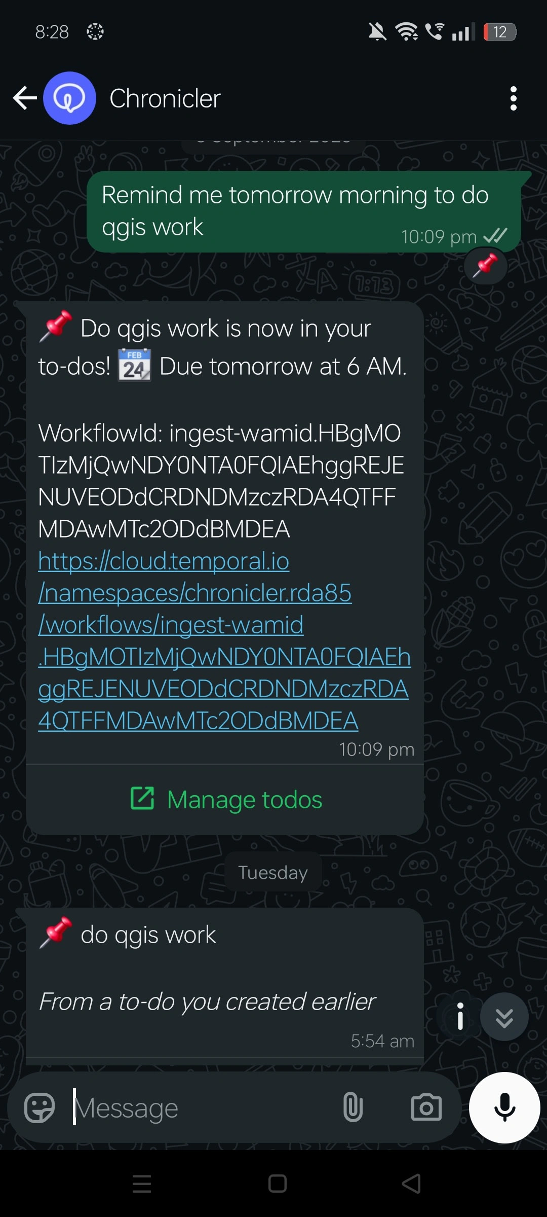 Reminders on whatsapp